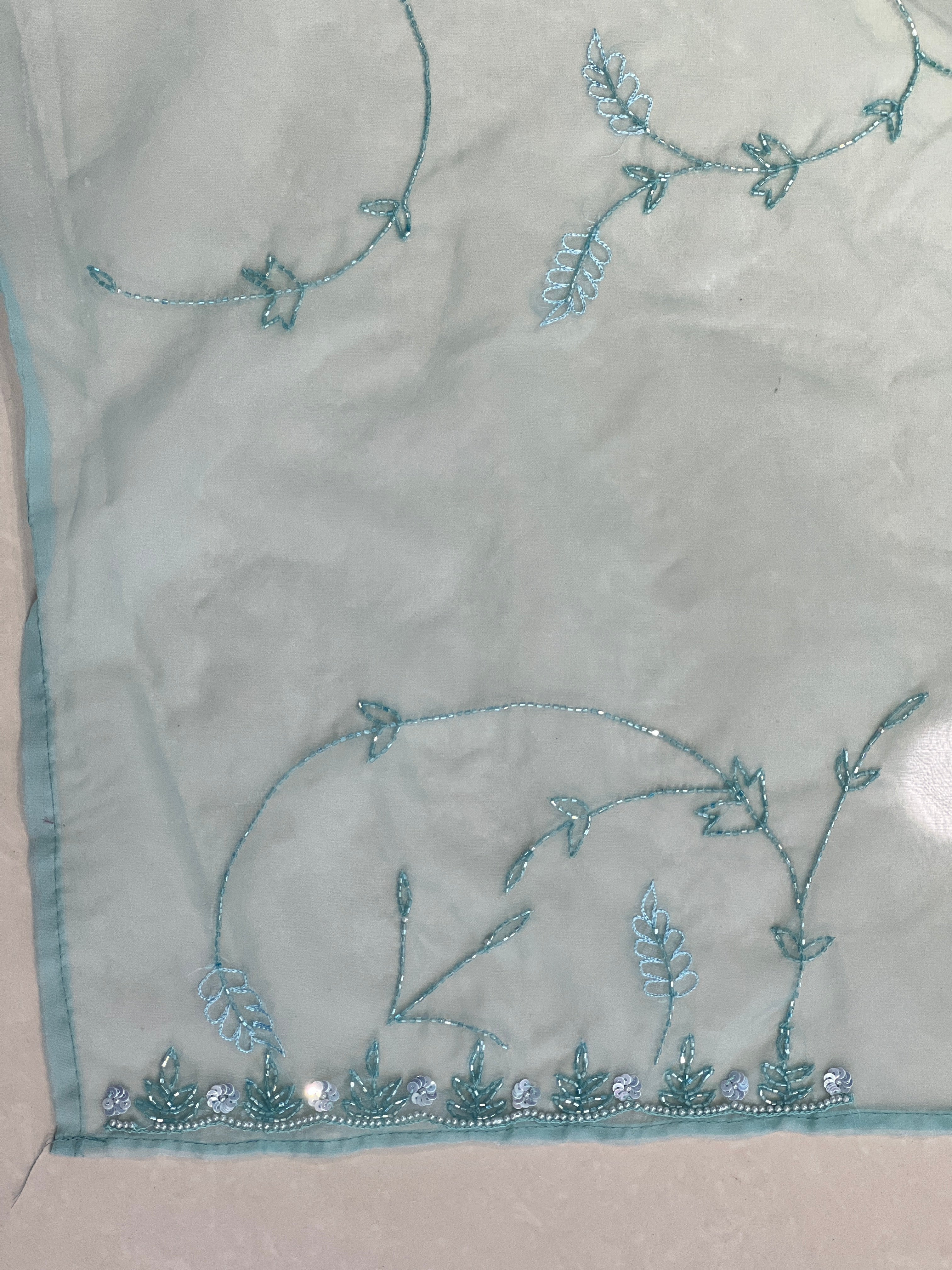 Sequence & Cut Beads Worked Organza Saree | SBP996