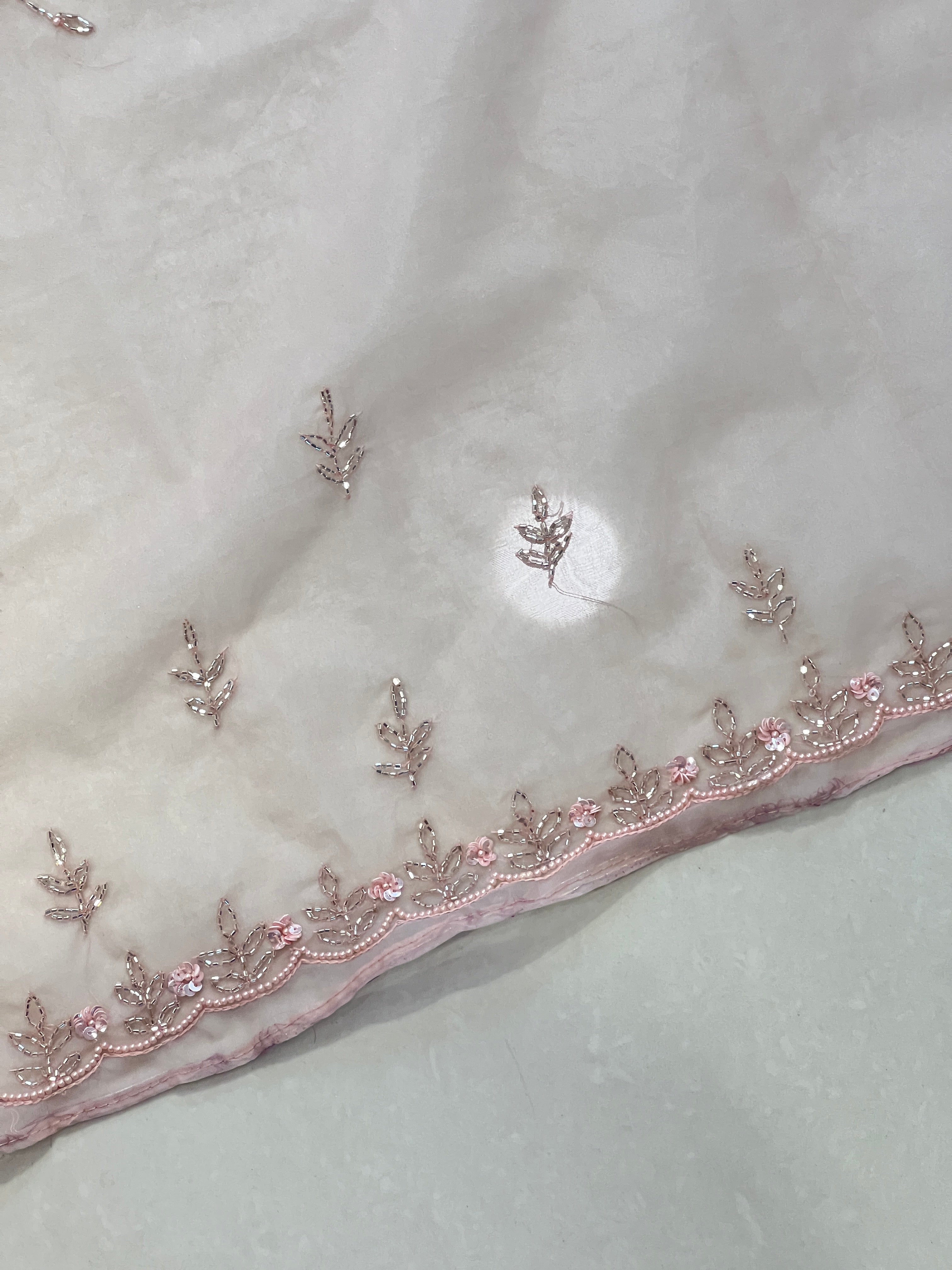 Sequence & Cut Beads Worked Organza Saree | SBP998