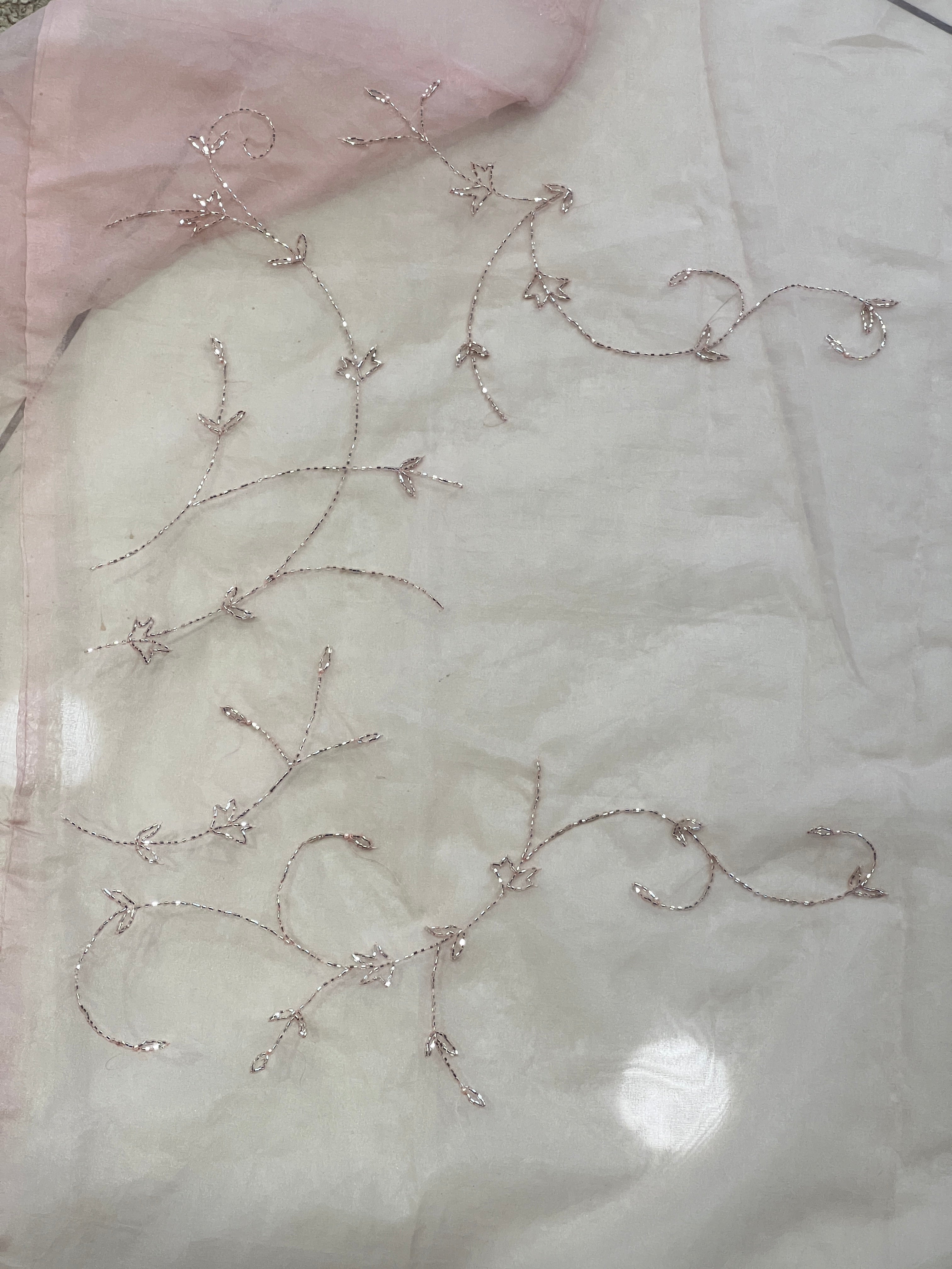 Sequence & Cut Beads Worked Organza Saree | SBP998