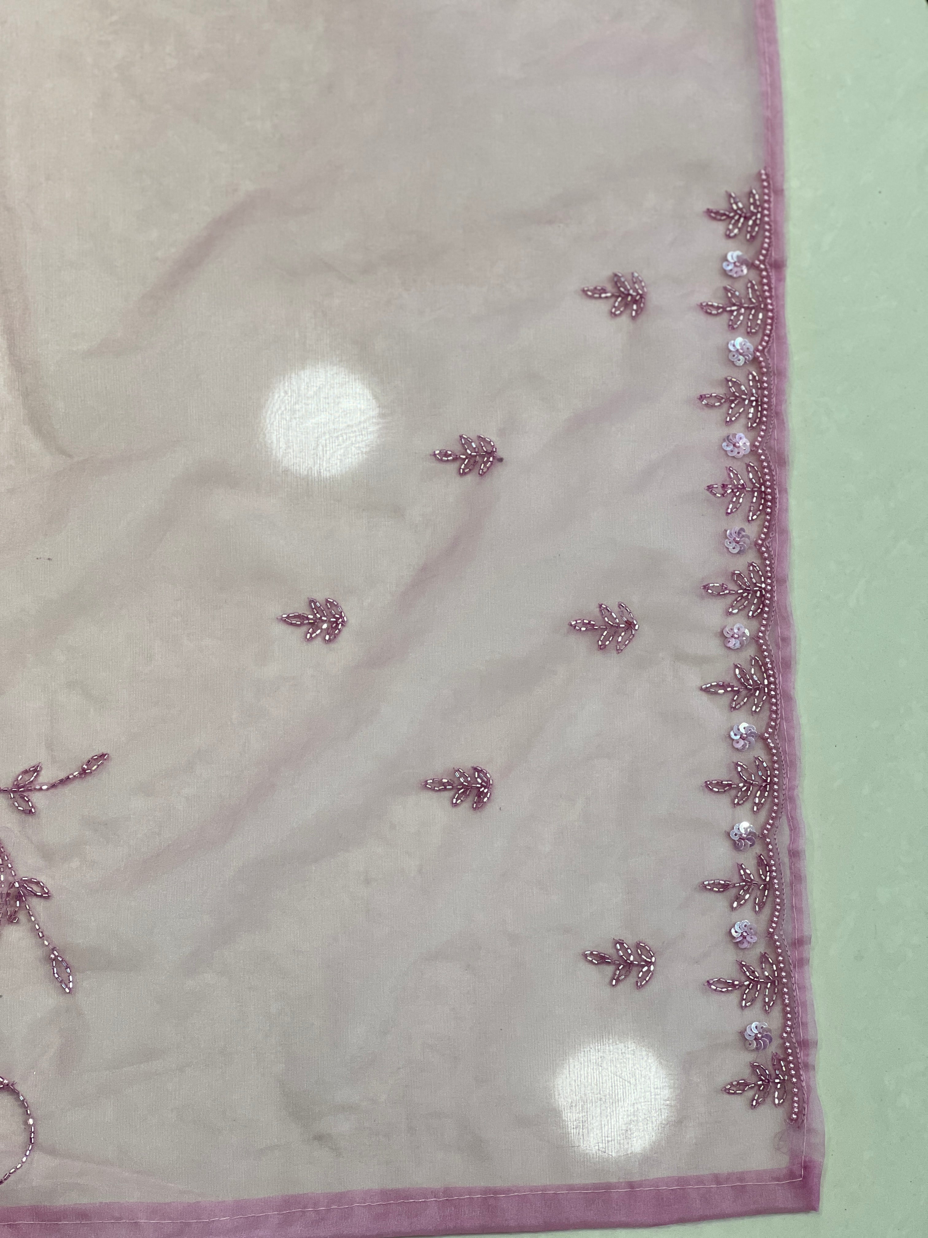 Sequence & Cut Beads Worked Organza Saree | SBP995