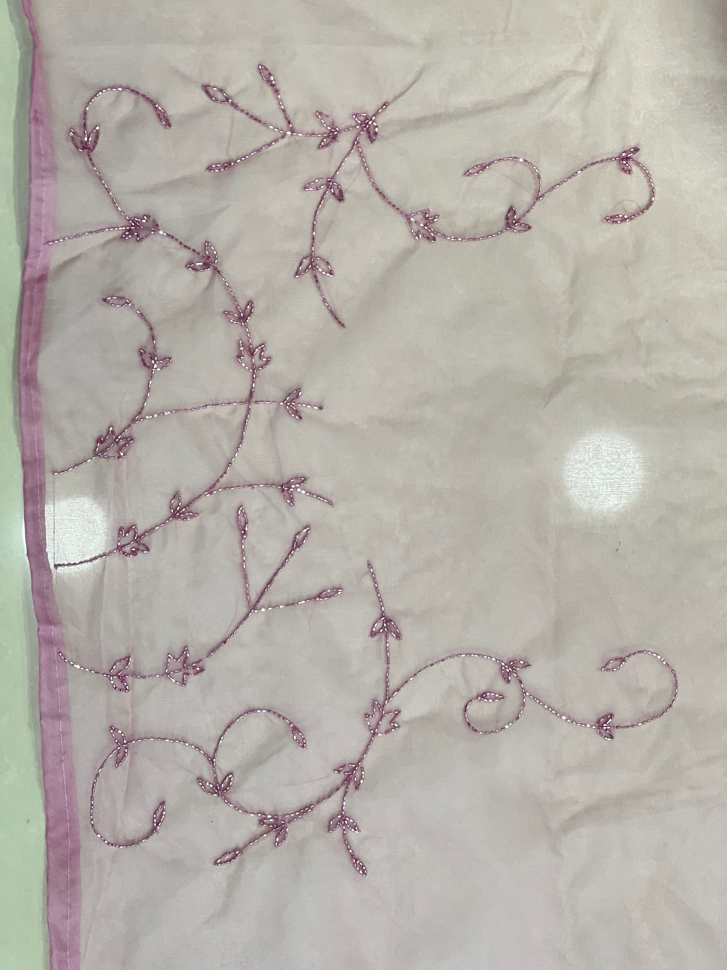 Sequence & Cut Beads Worked Organza Saree | SBP995