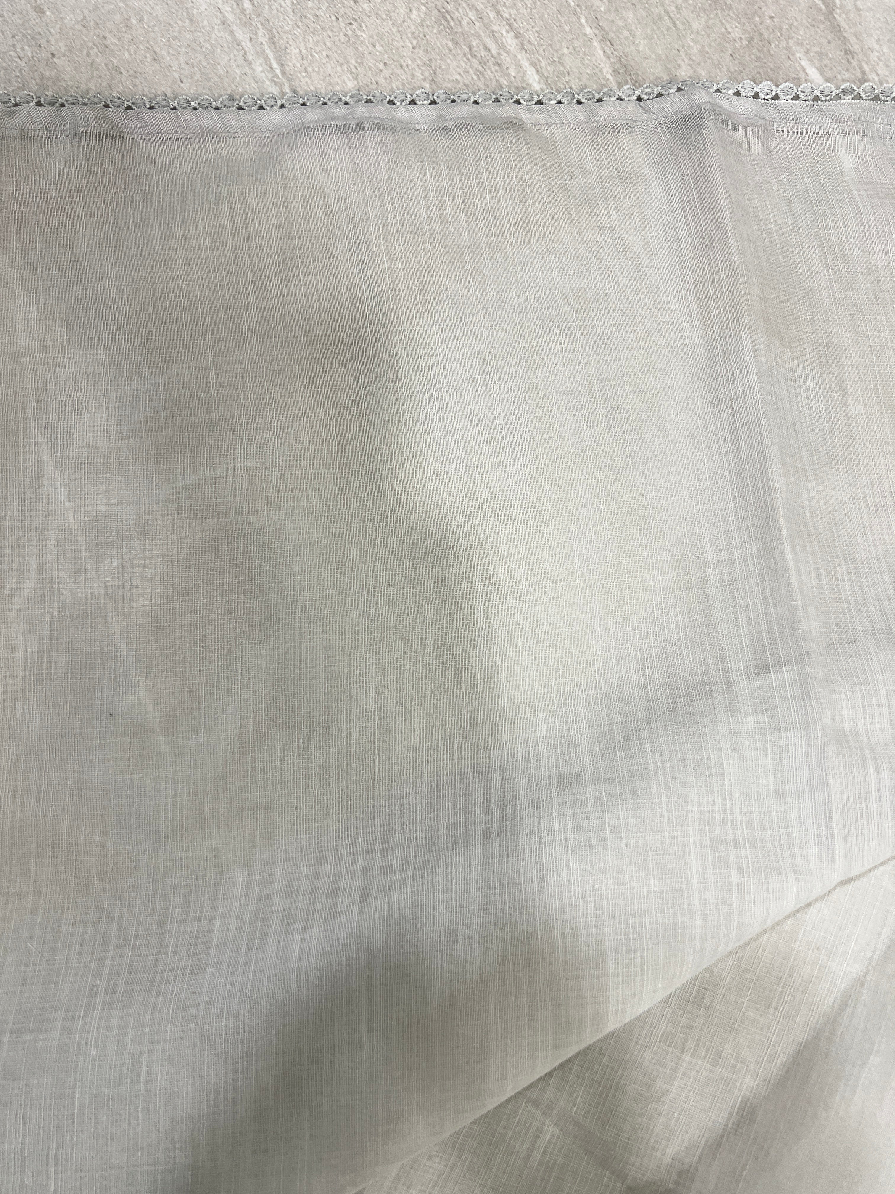 Floral Embroidery Detailed Linen Cotton Saree | BLD1500