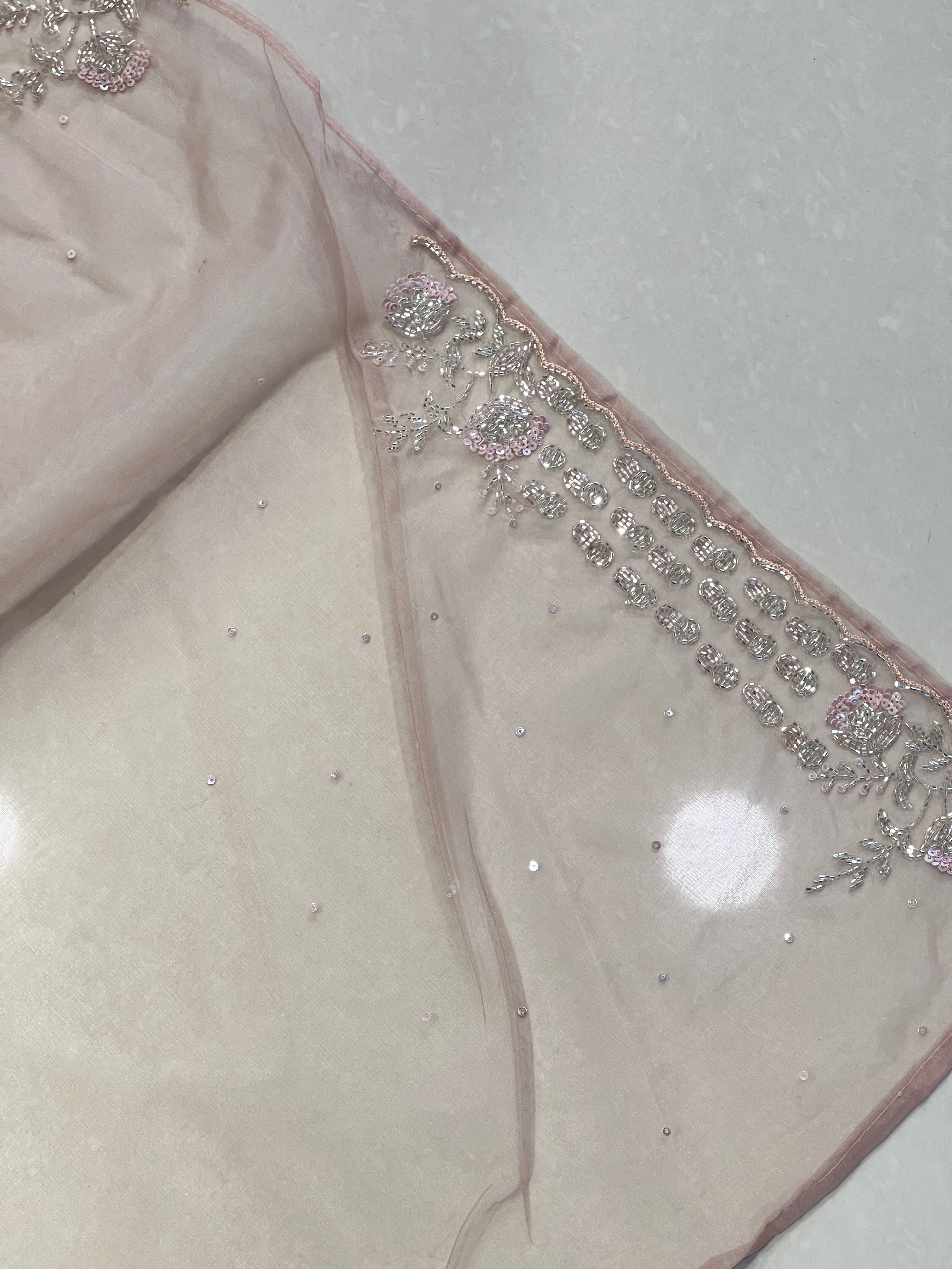 Cut Beads & Sequence Worked Organza Saree | SBP960