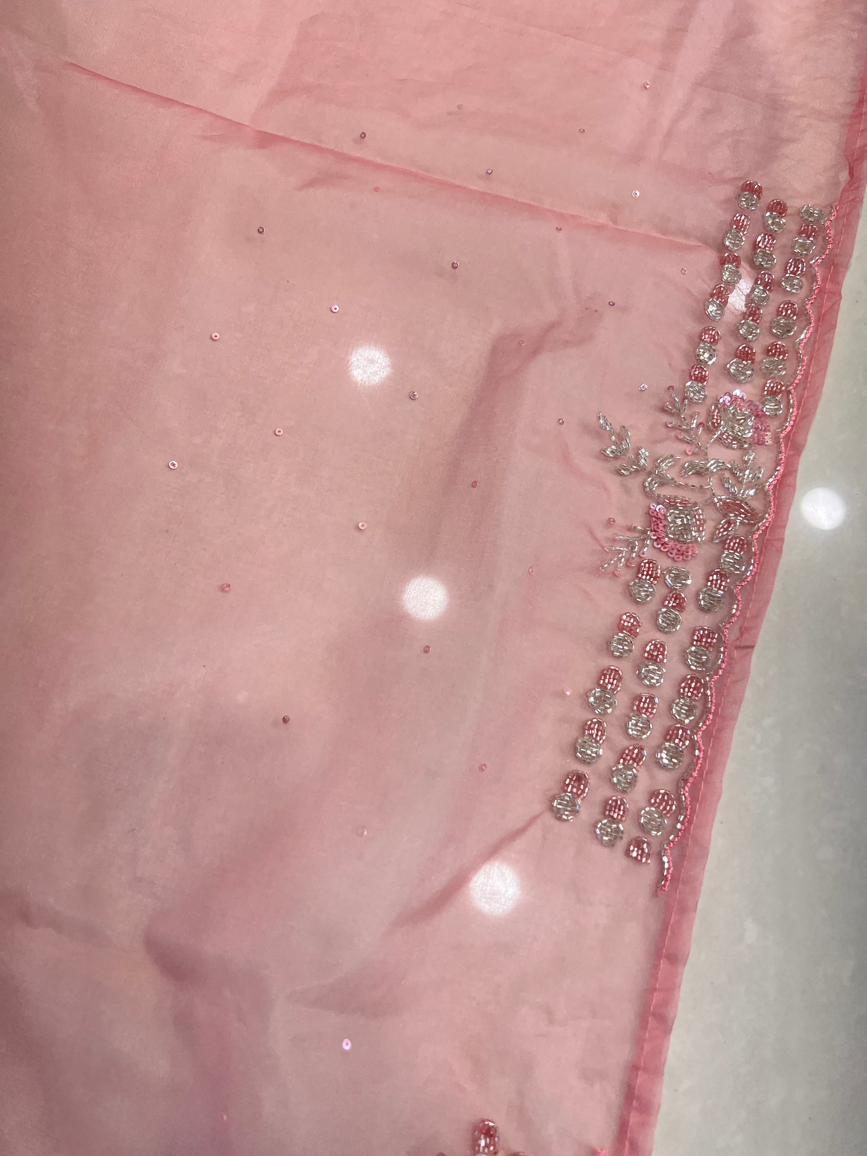 Cut Beads & Sequence Worked Organza Saree | SBP961