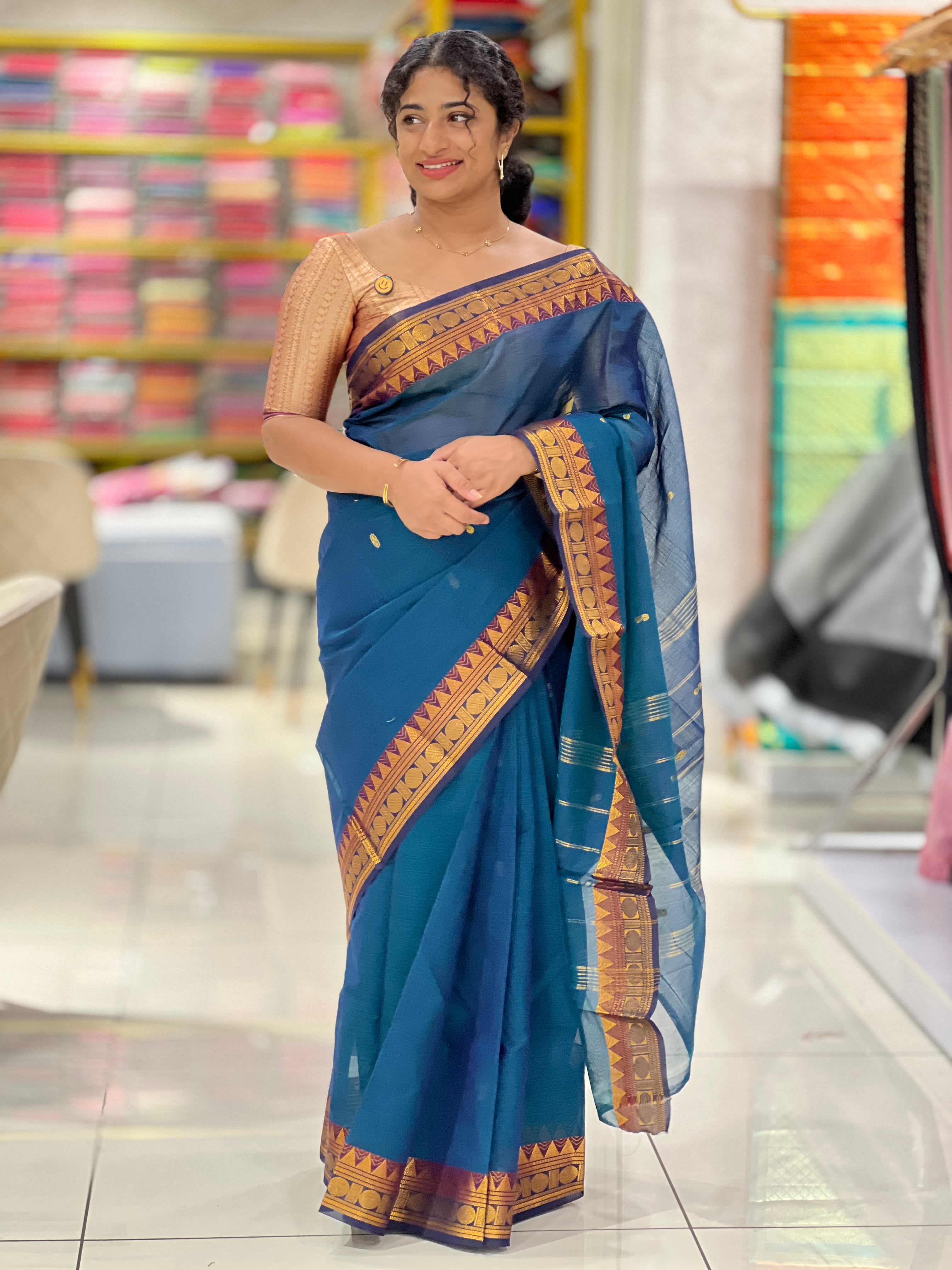 Zari Bordered Kanchi Cotton Saree | VR161
