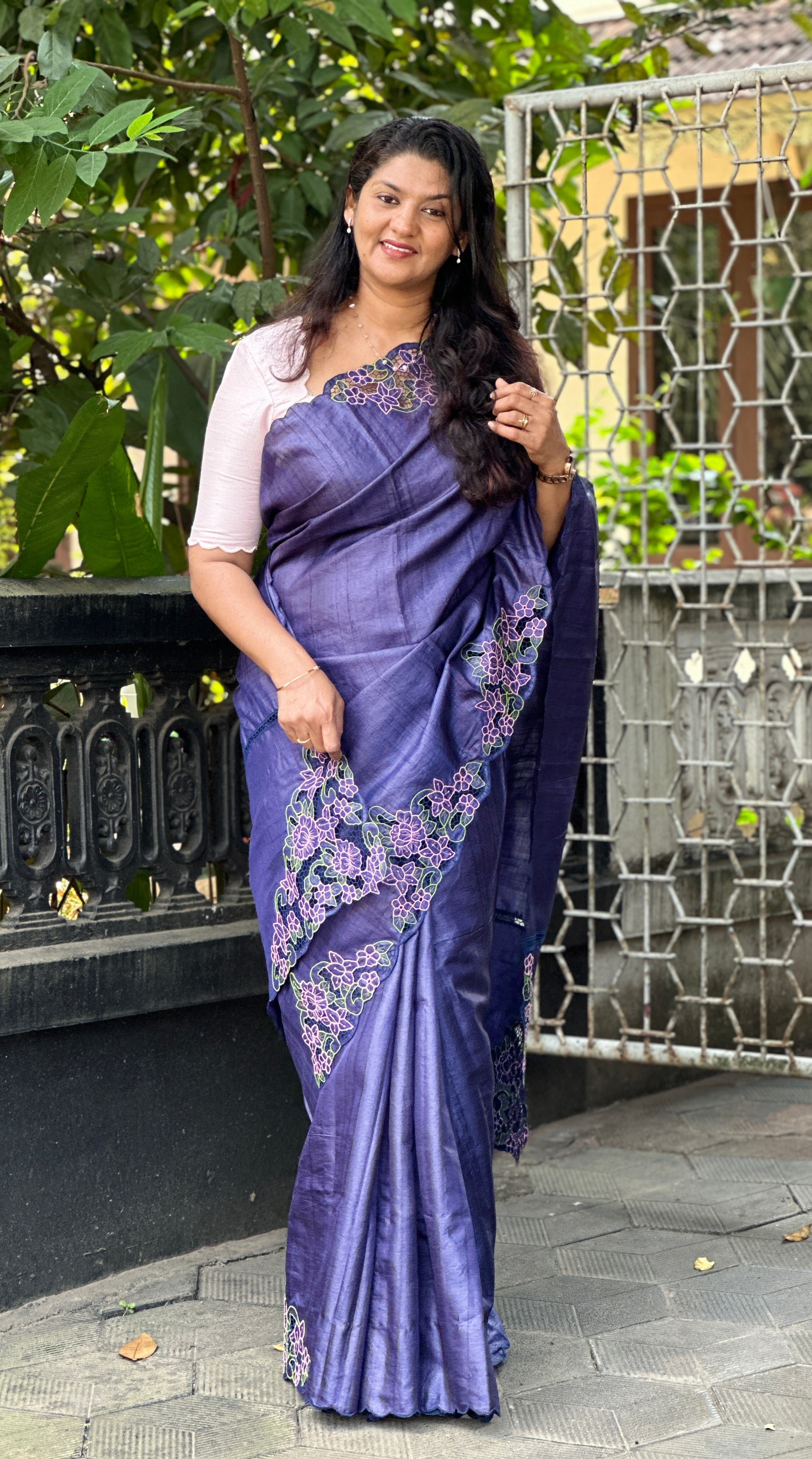 Twine Cutwork Placement Detailed Tussar Saree | TC252