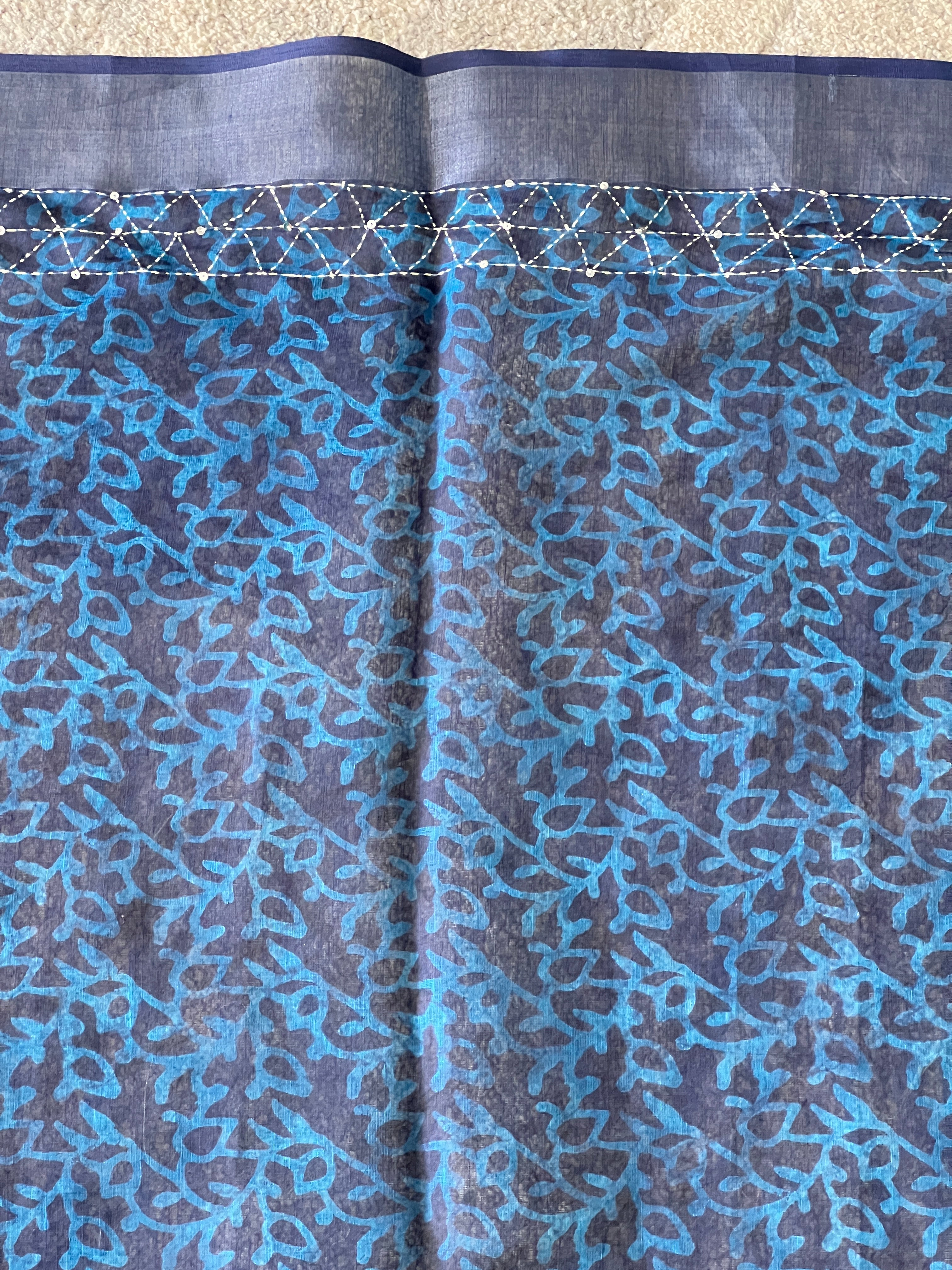 Batik Printed Linen Cotton Saree | BLD1573