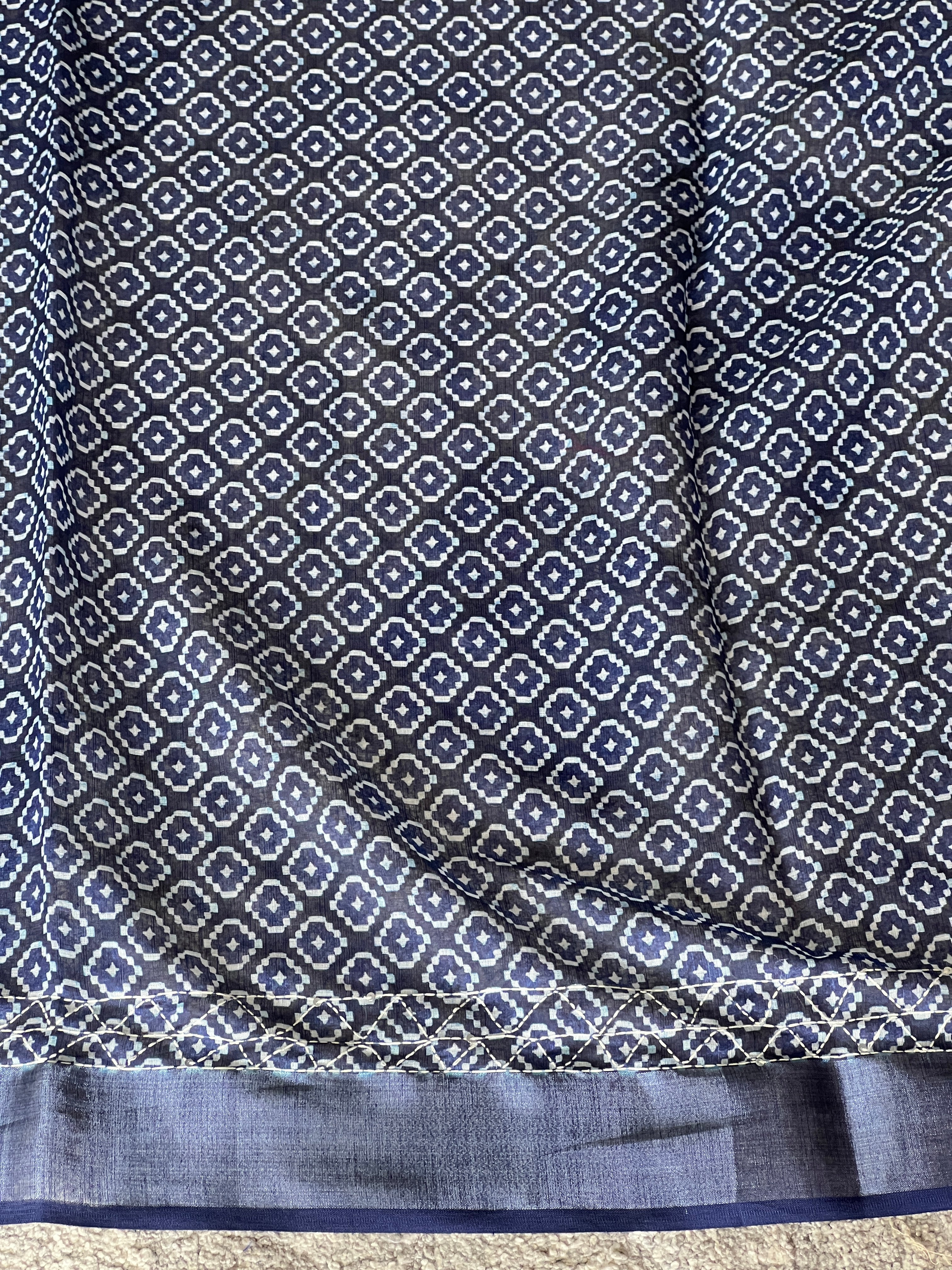 Batik Printed Linen Cotton Saree | BLD1572