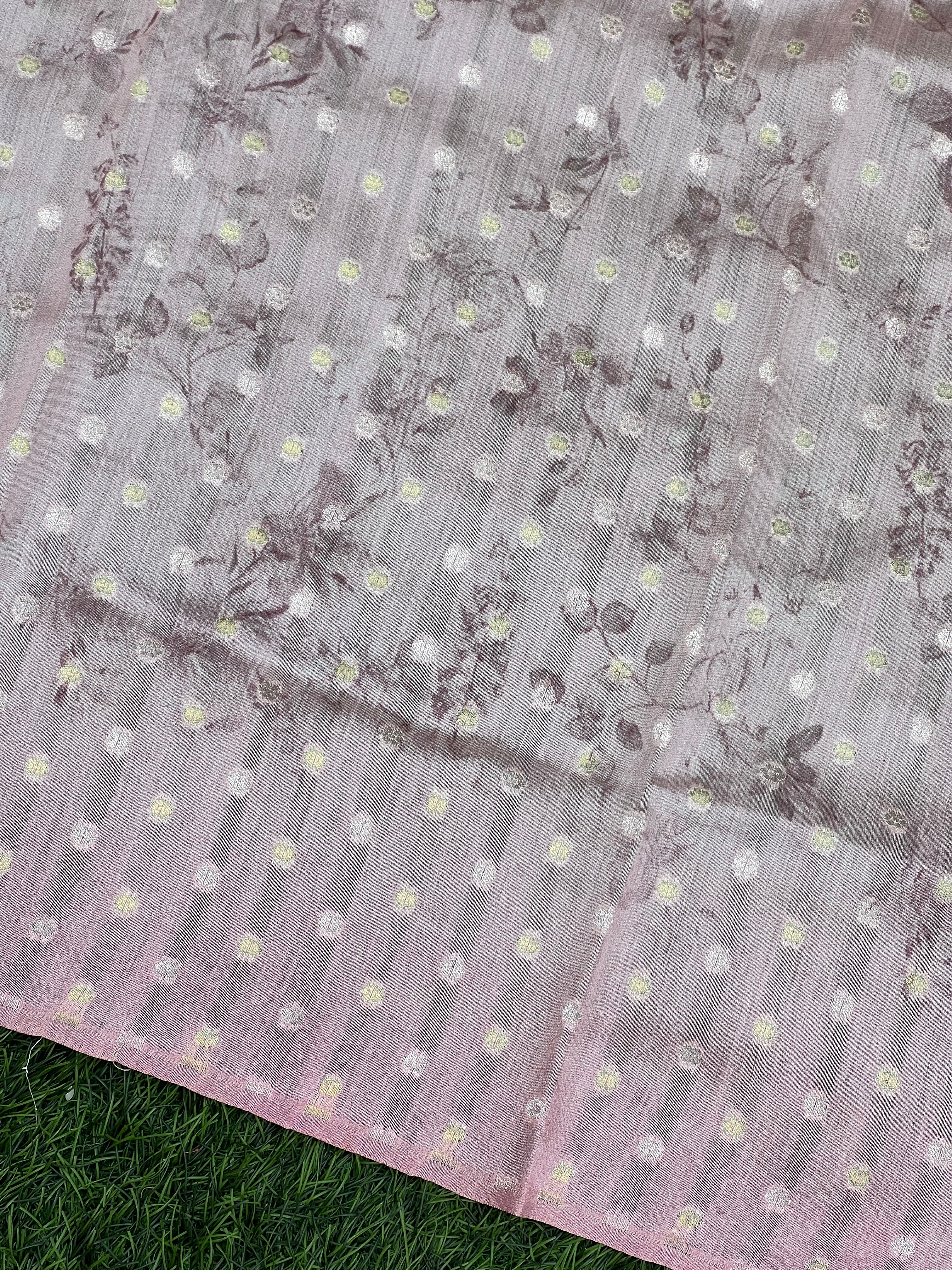 Floral Print Pattern Organza Saree | YNG134