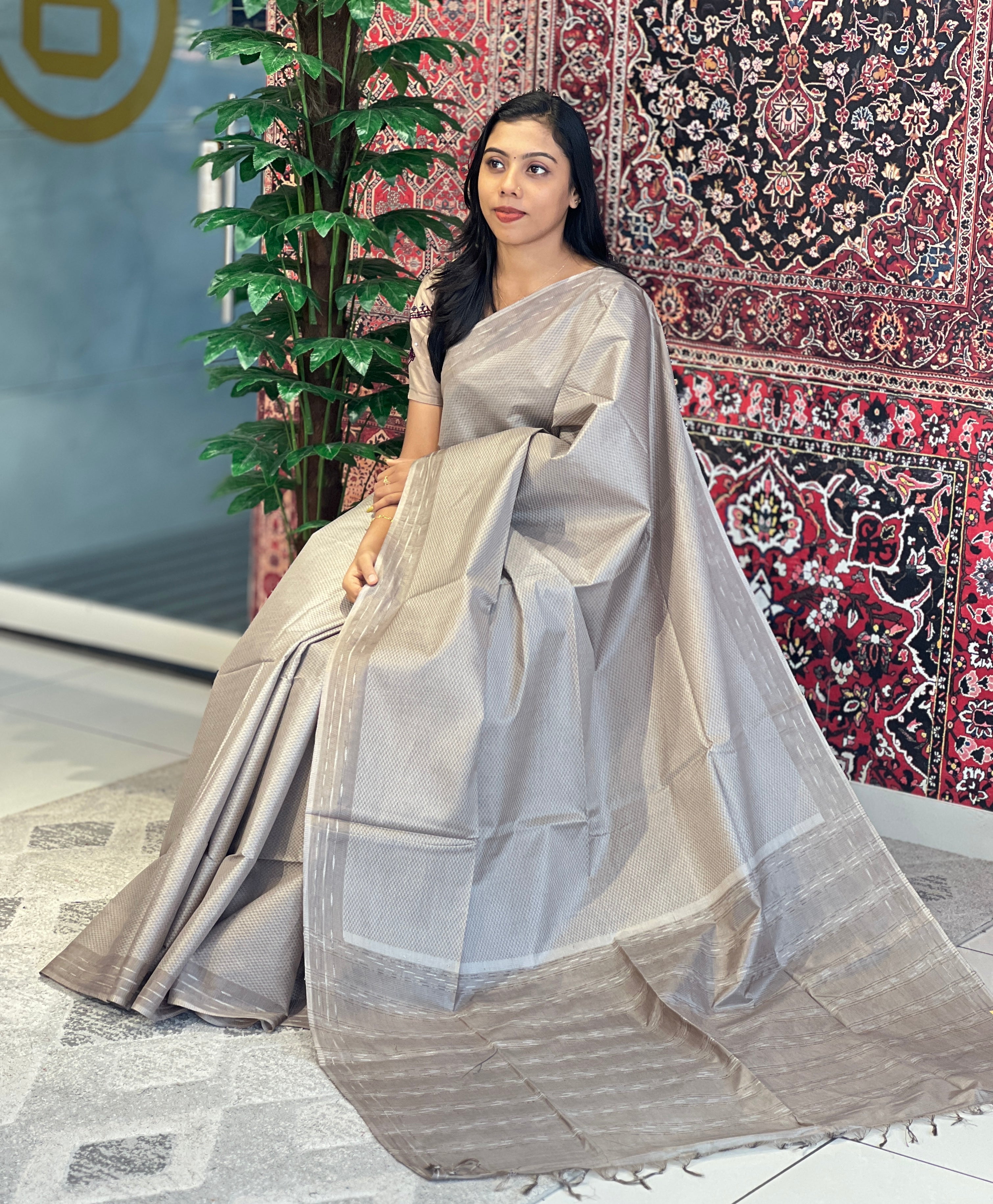Kesiya & Thread Weaved Semi Tussar Saree | PNS148