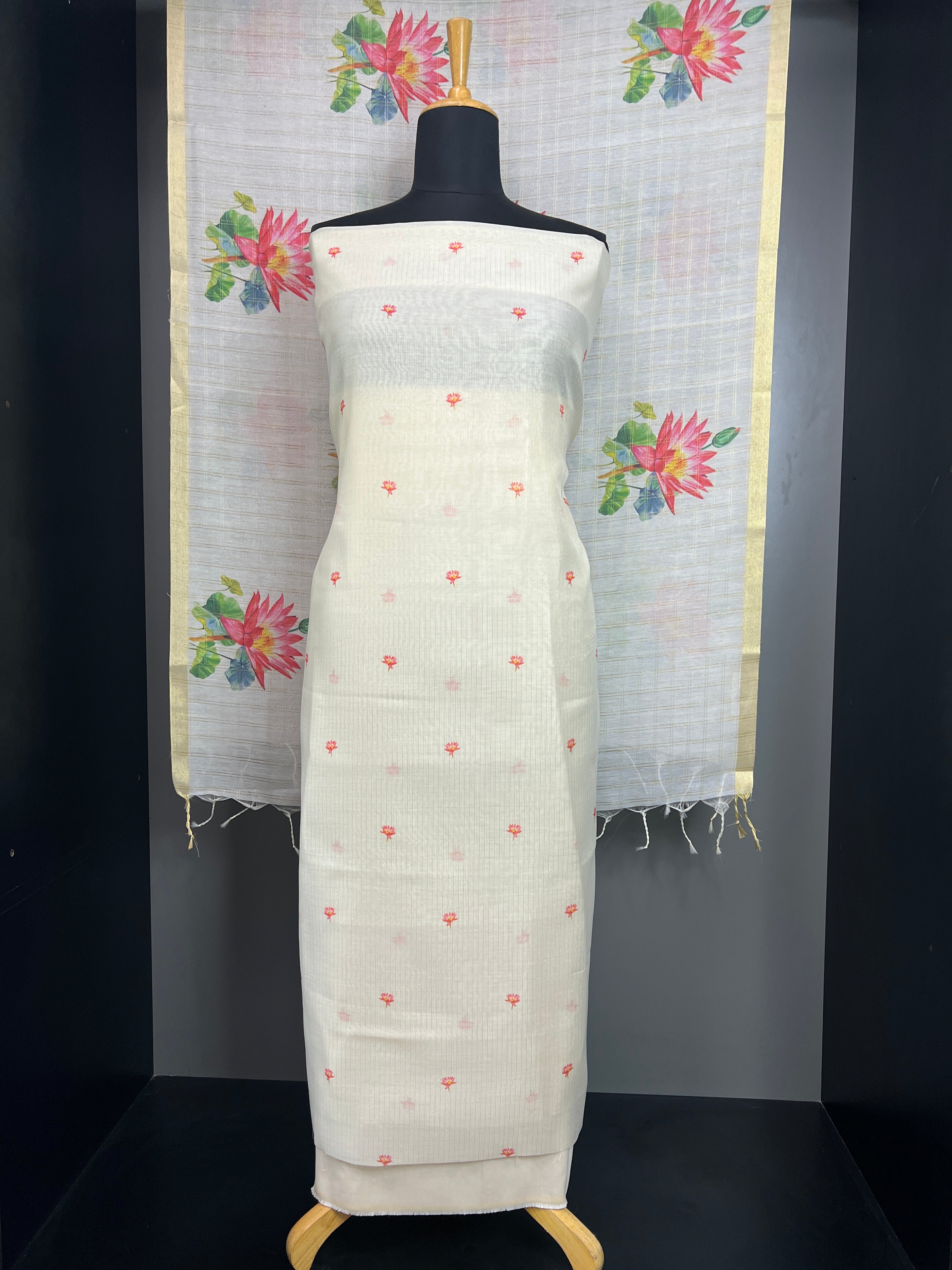 Floral Digital Print Detailed Chanderi Salwar Set | MR147