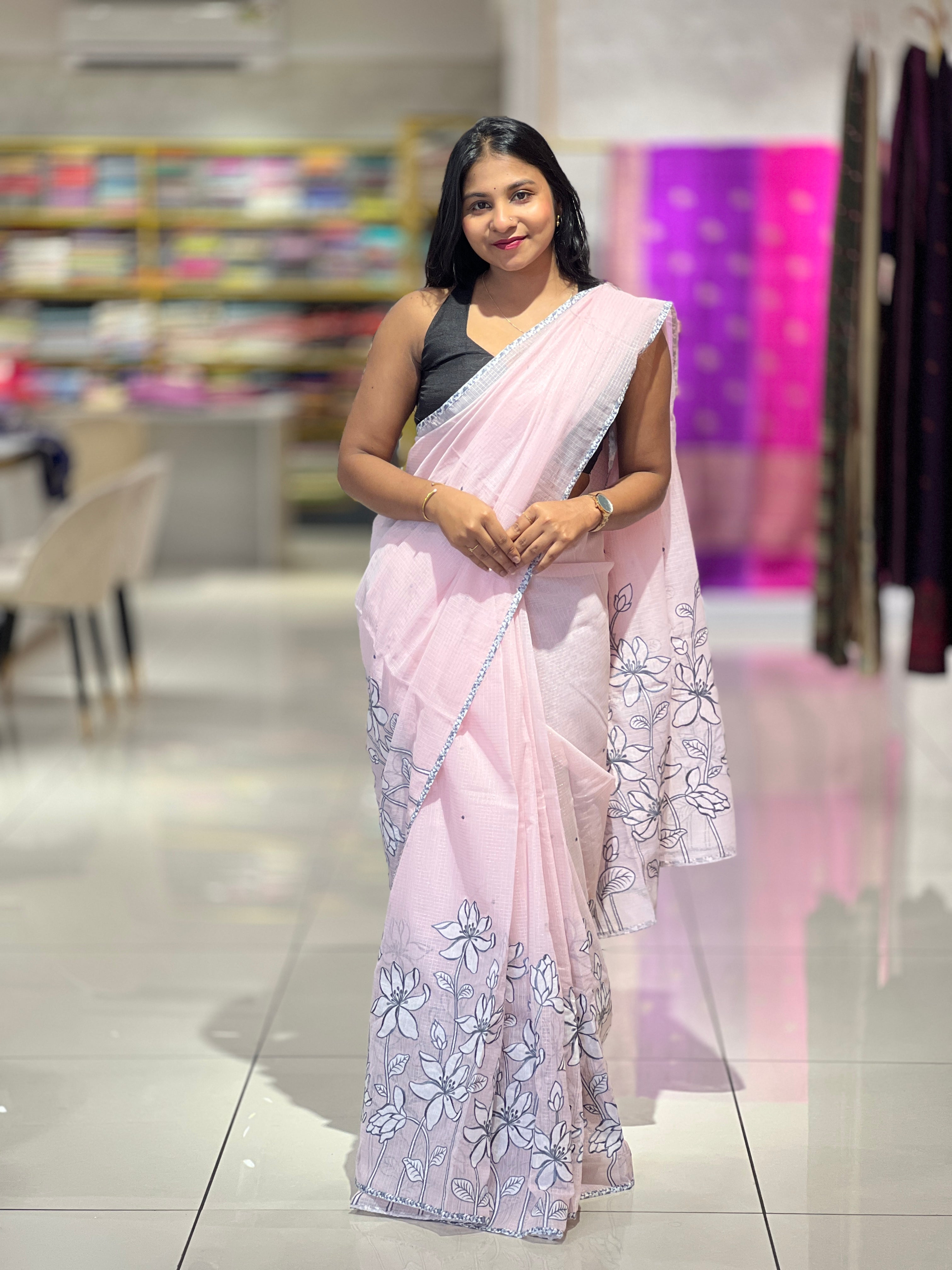 Floral Applique Detailed Kota Saree | BLD1596