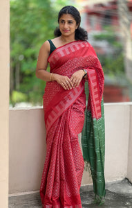 Kantha Weaving Style Bhagalpuri Linen Saree | MRD334