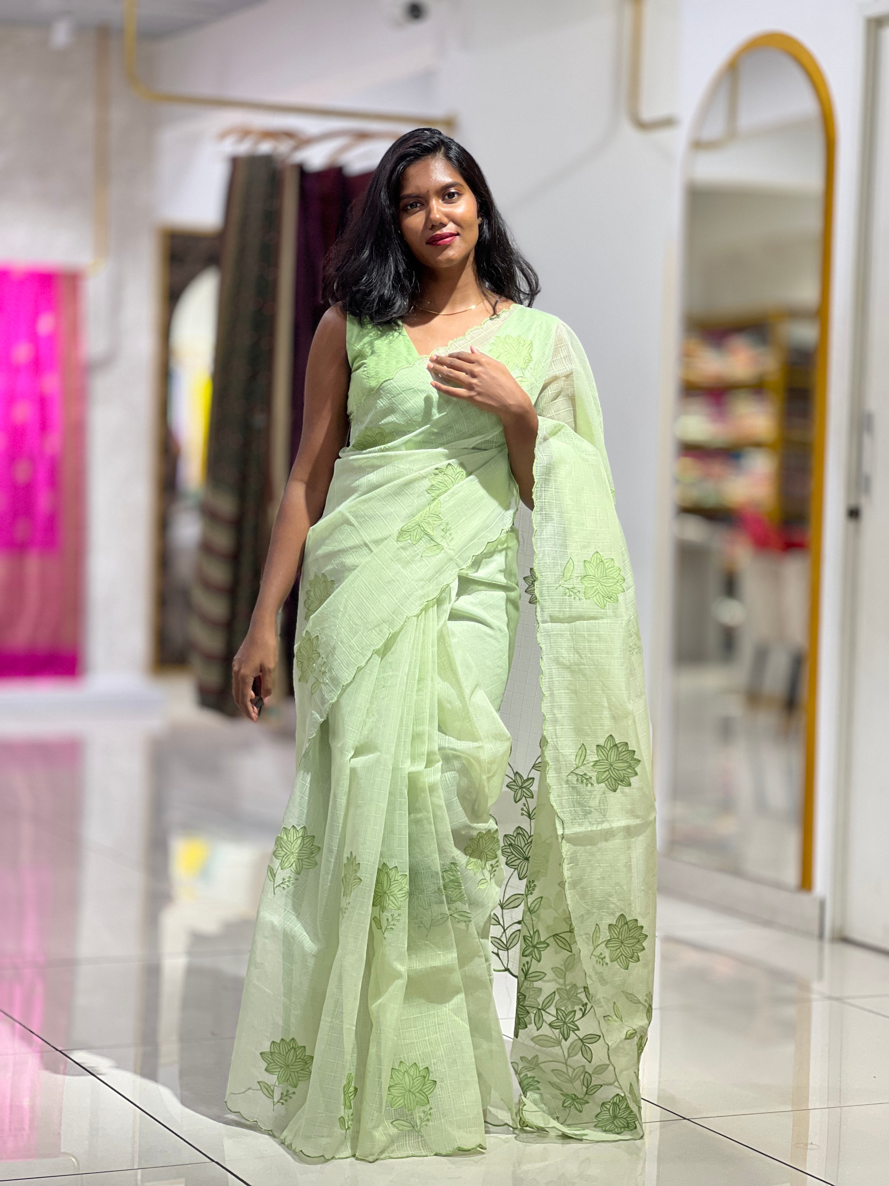 Floral Applique Detailing Kota Saree | BLD1624