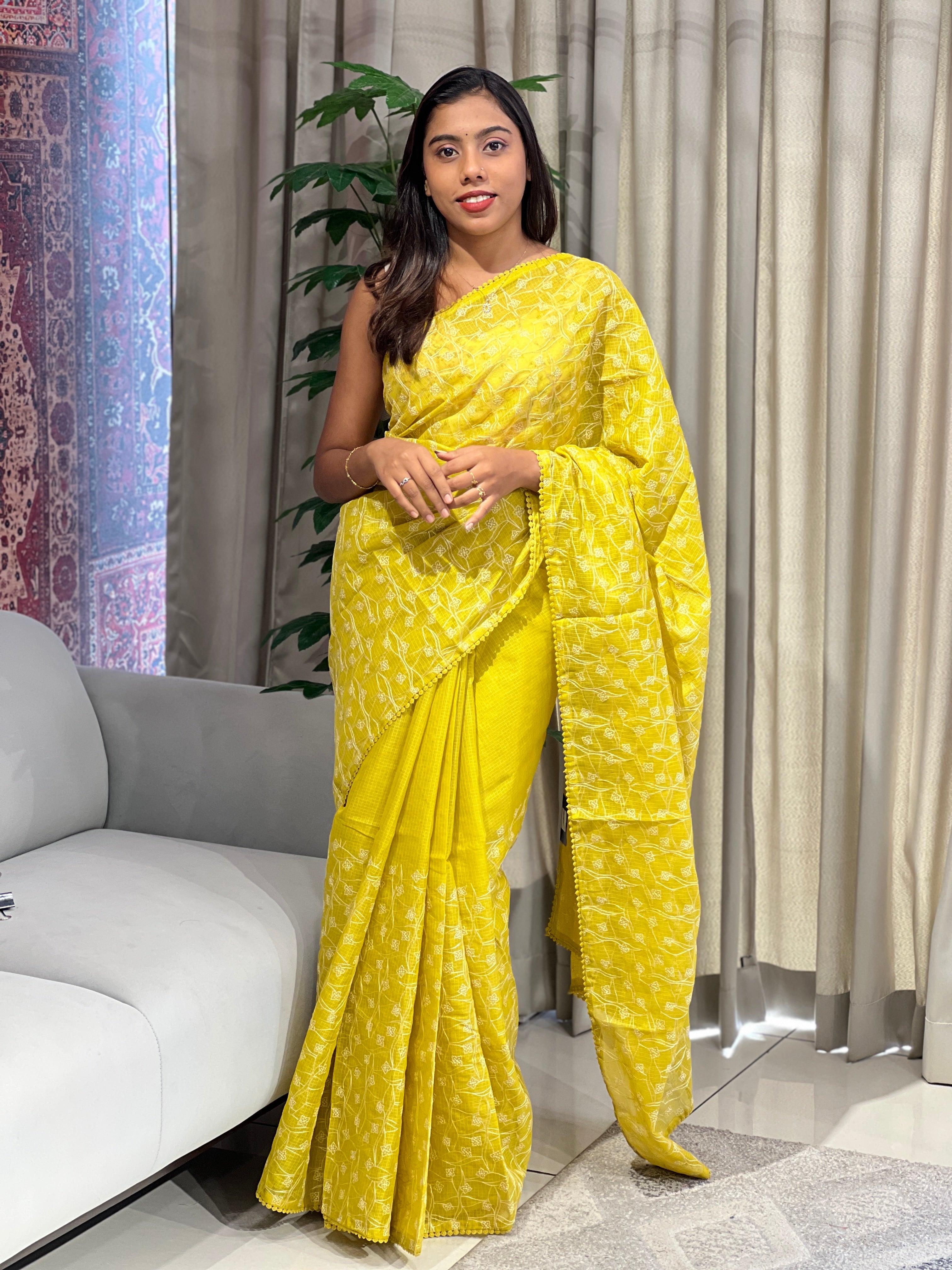 Floral Embroidery Detailed Kota Saree | BLD1675