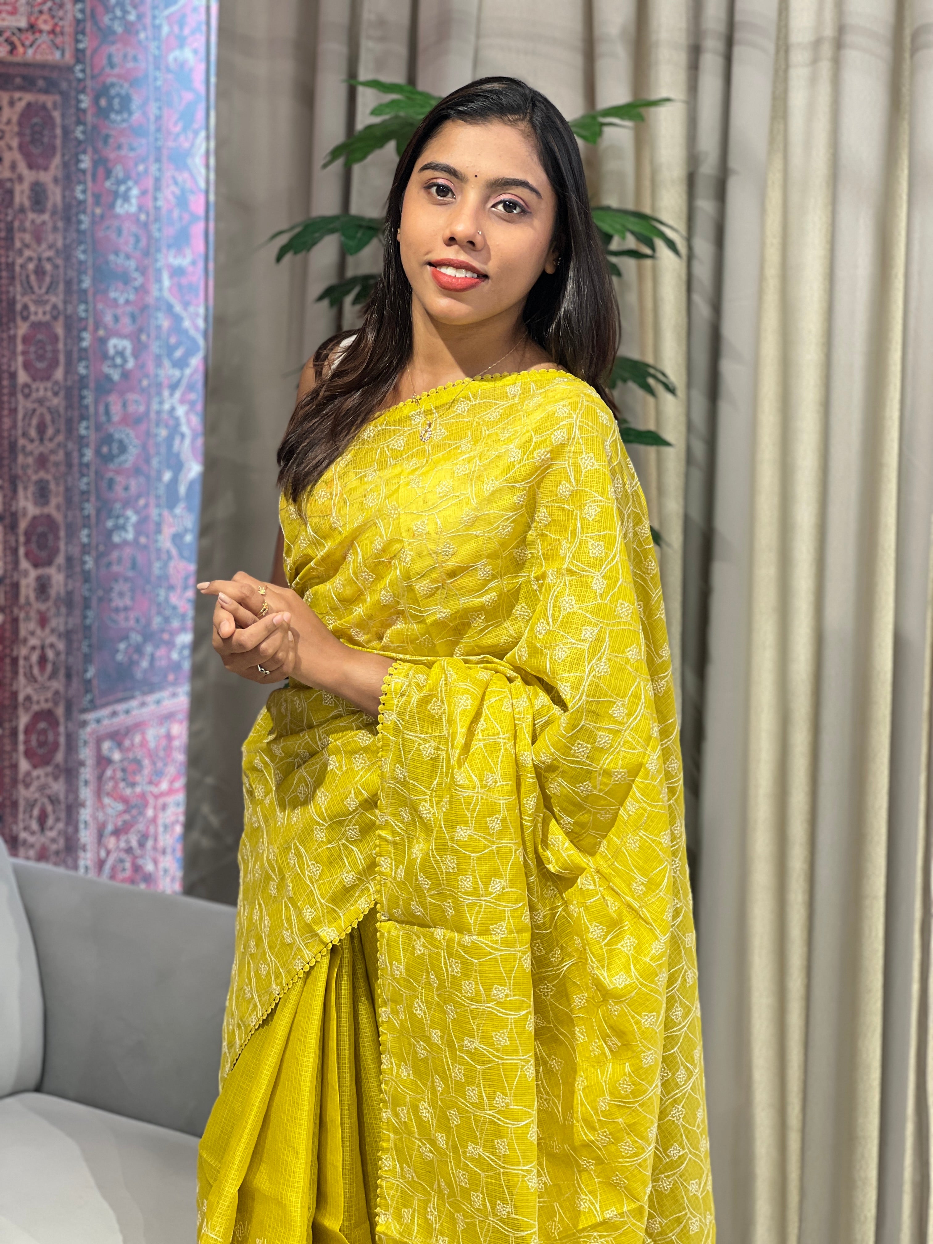 Floral Embroidery Detailed Kota Saree | BLD1675