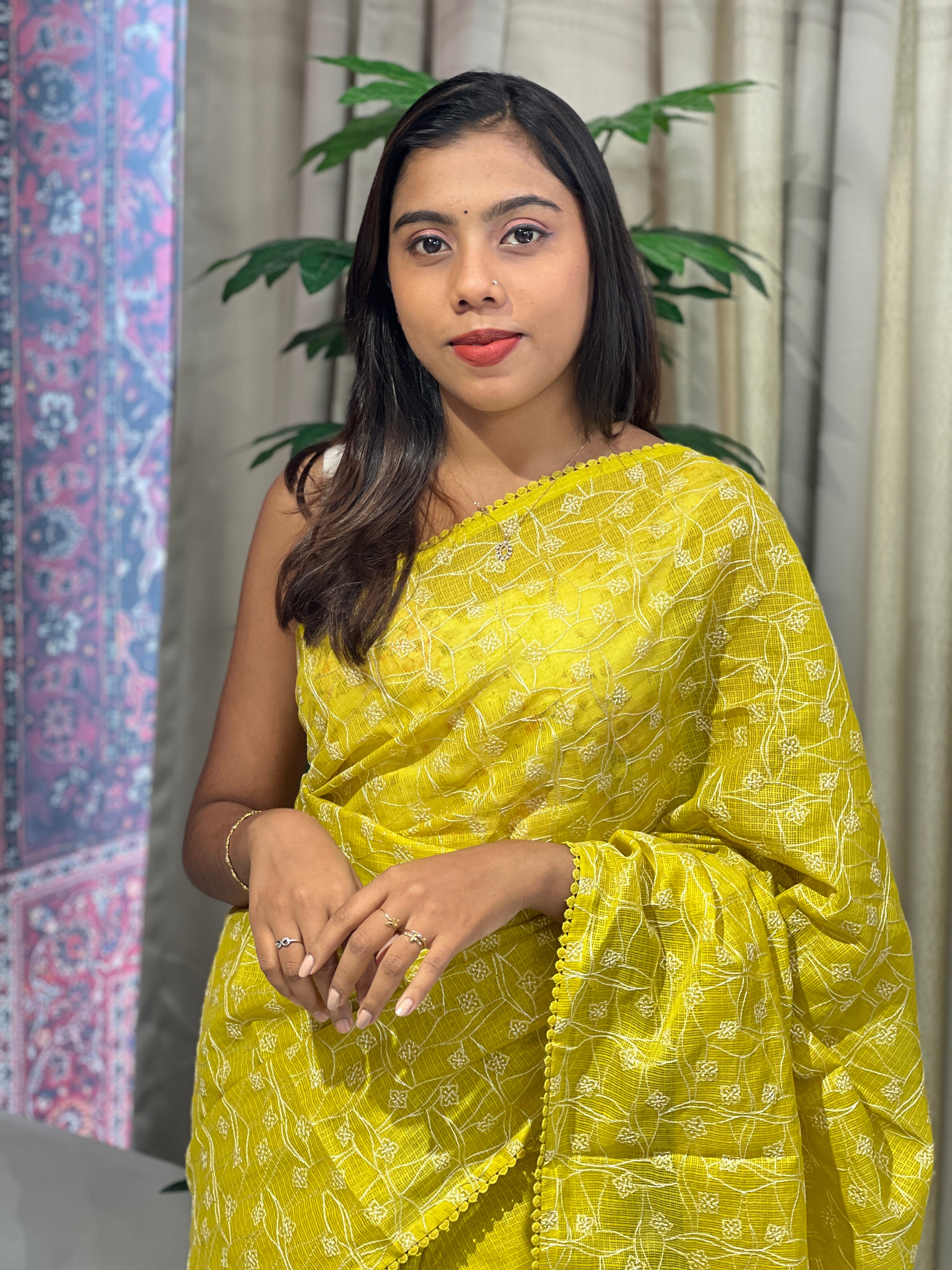 Floral Embroidery Detailed Kota Saree | BLD1675