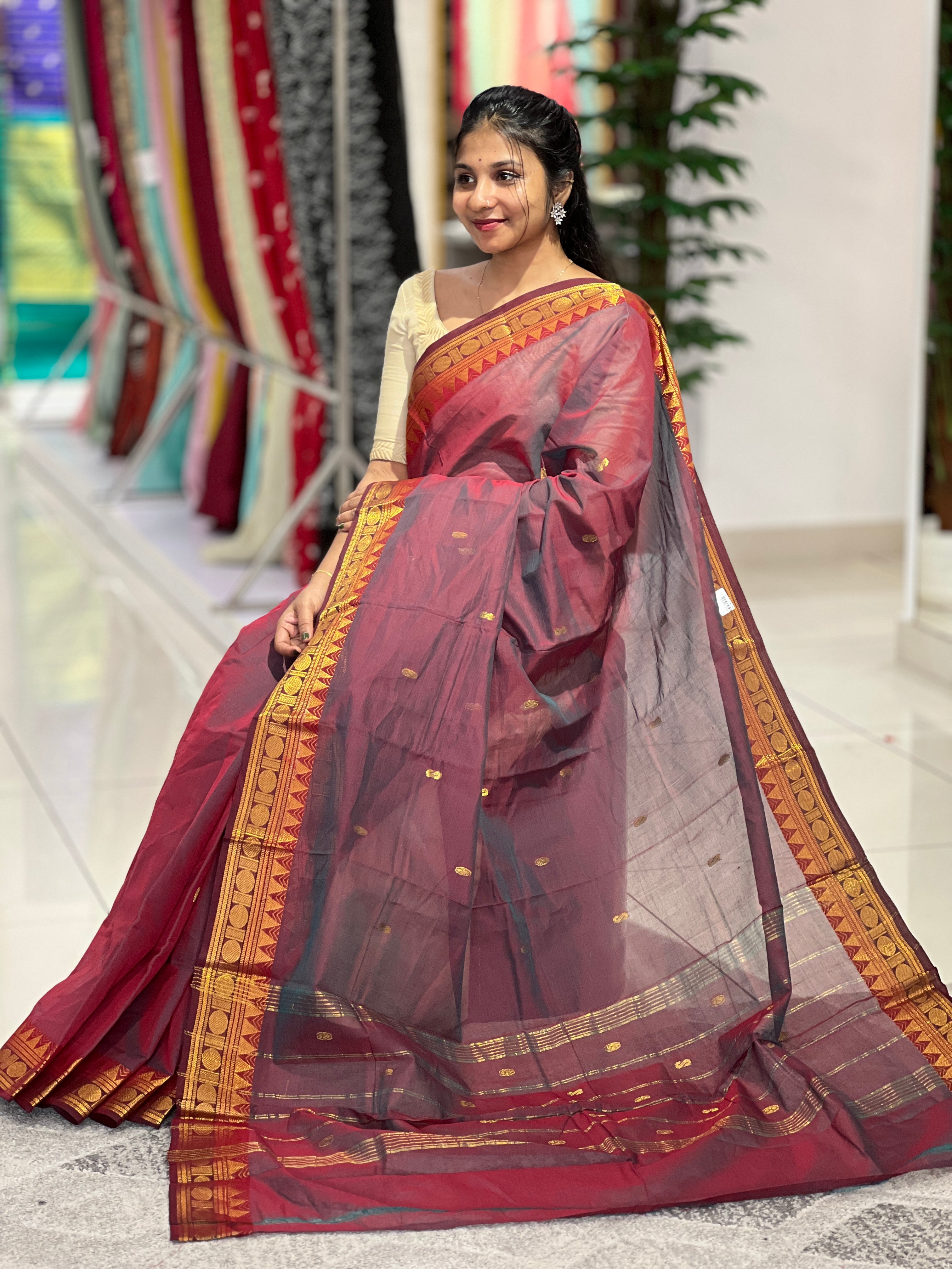 Zari Bordered Kanchi Cotton Saree | VR193