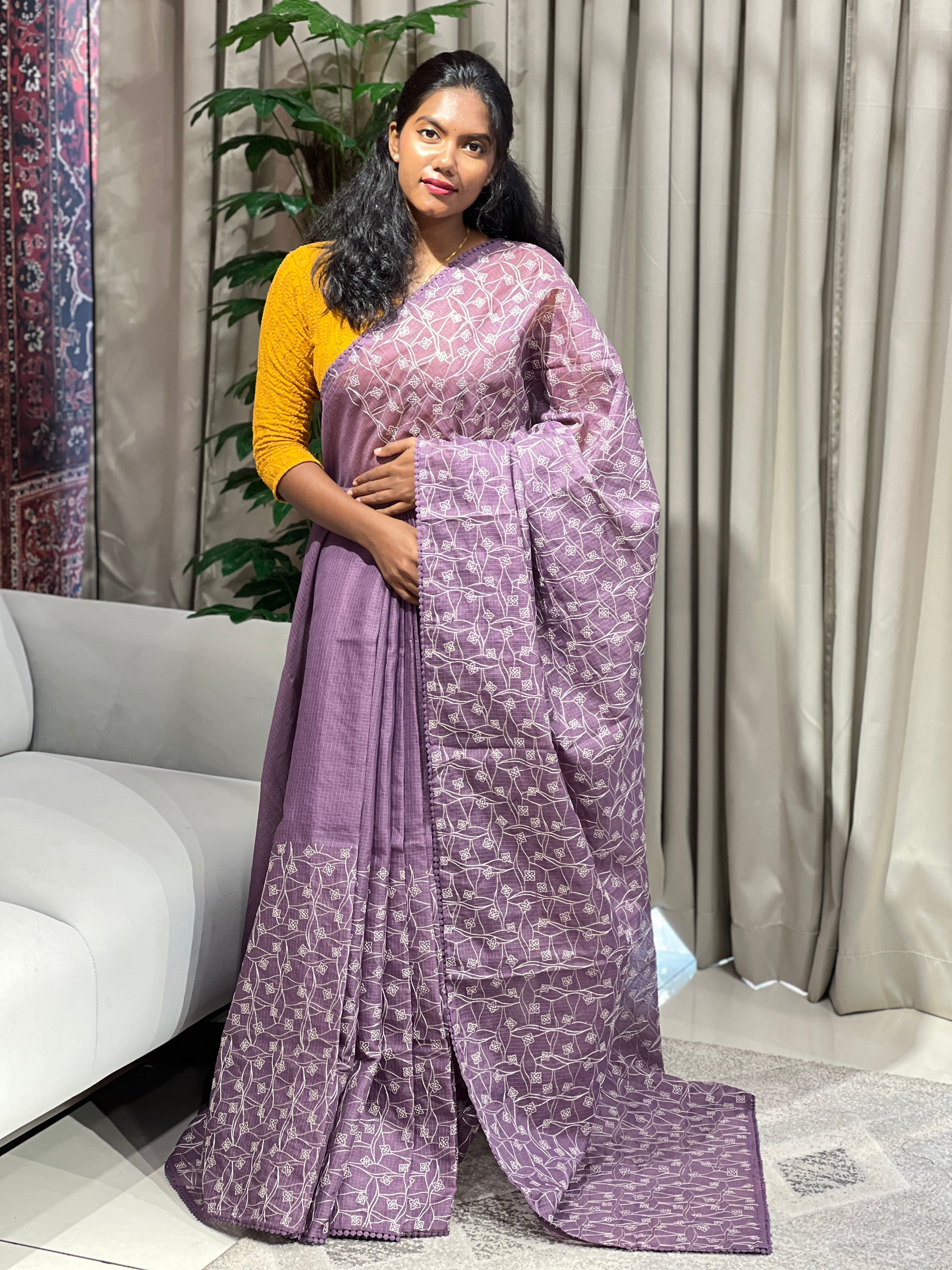 Floral Embroidery Detailed Kota Saree | BLD1673