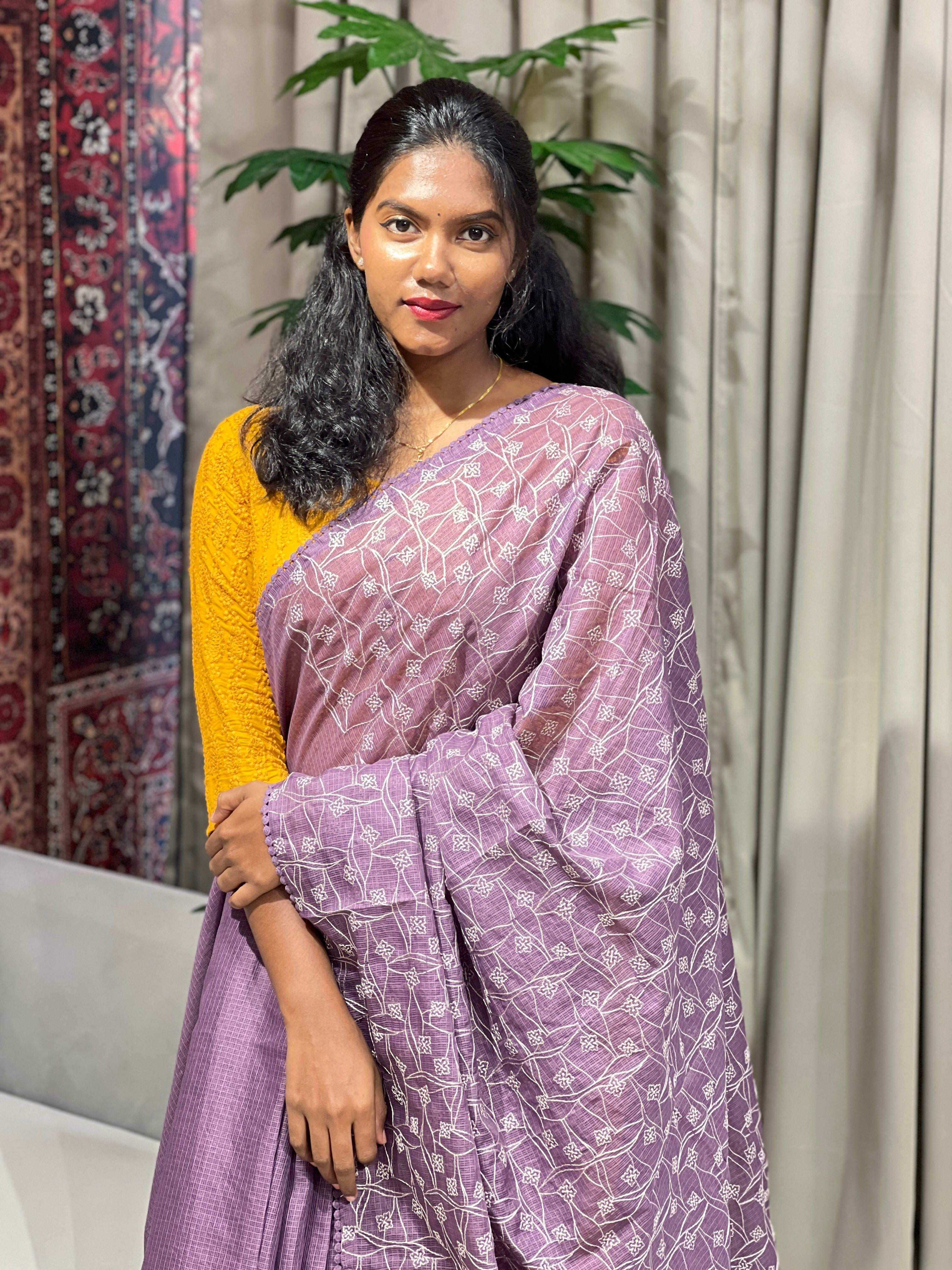Floral Embroidery Detailed Kota Saree | BLD1673