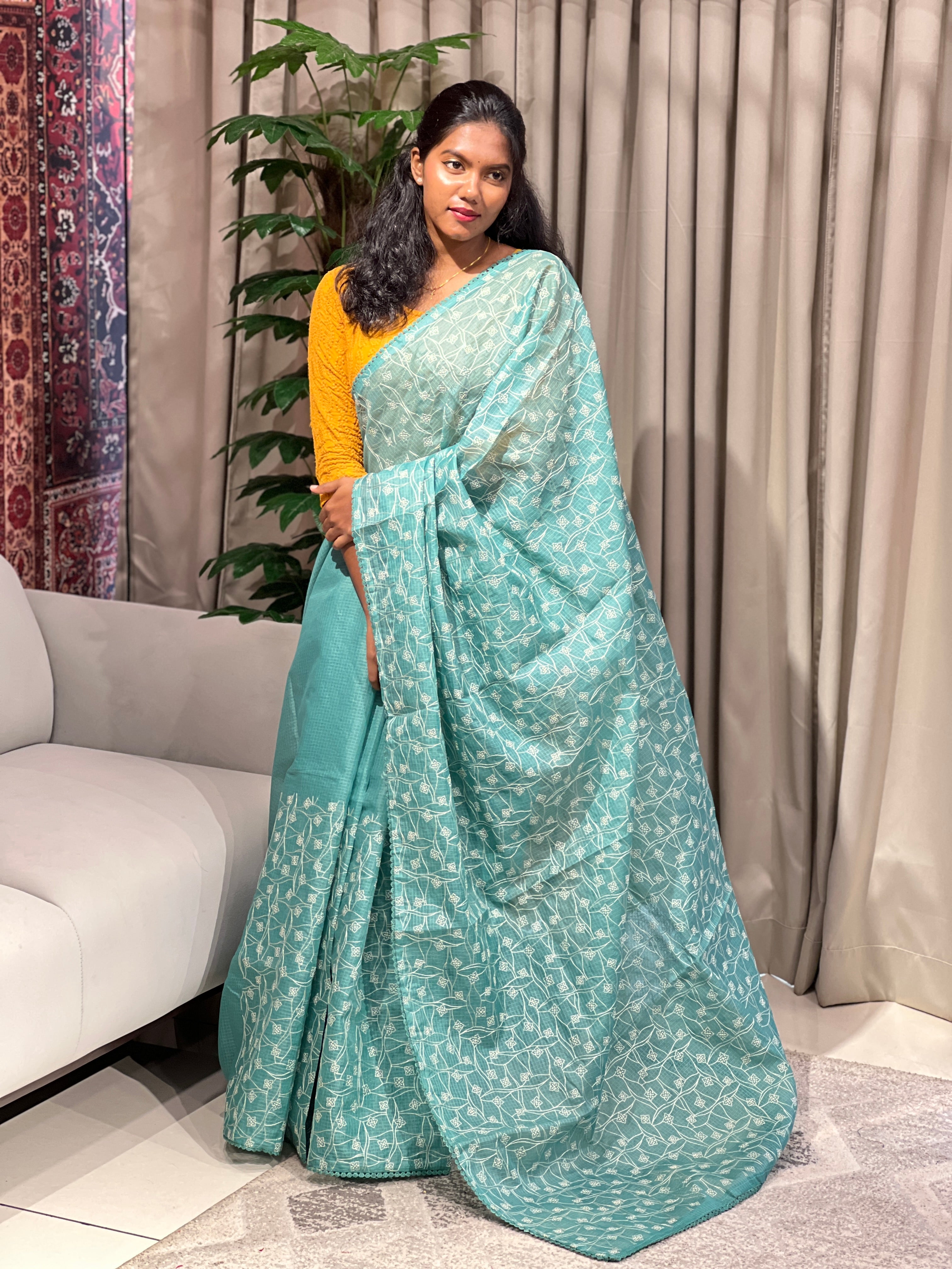 Floral Embroidery Detailed Kota Saree | BLD1672