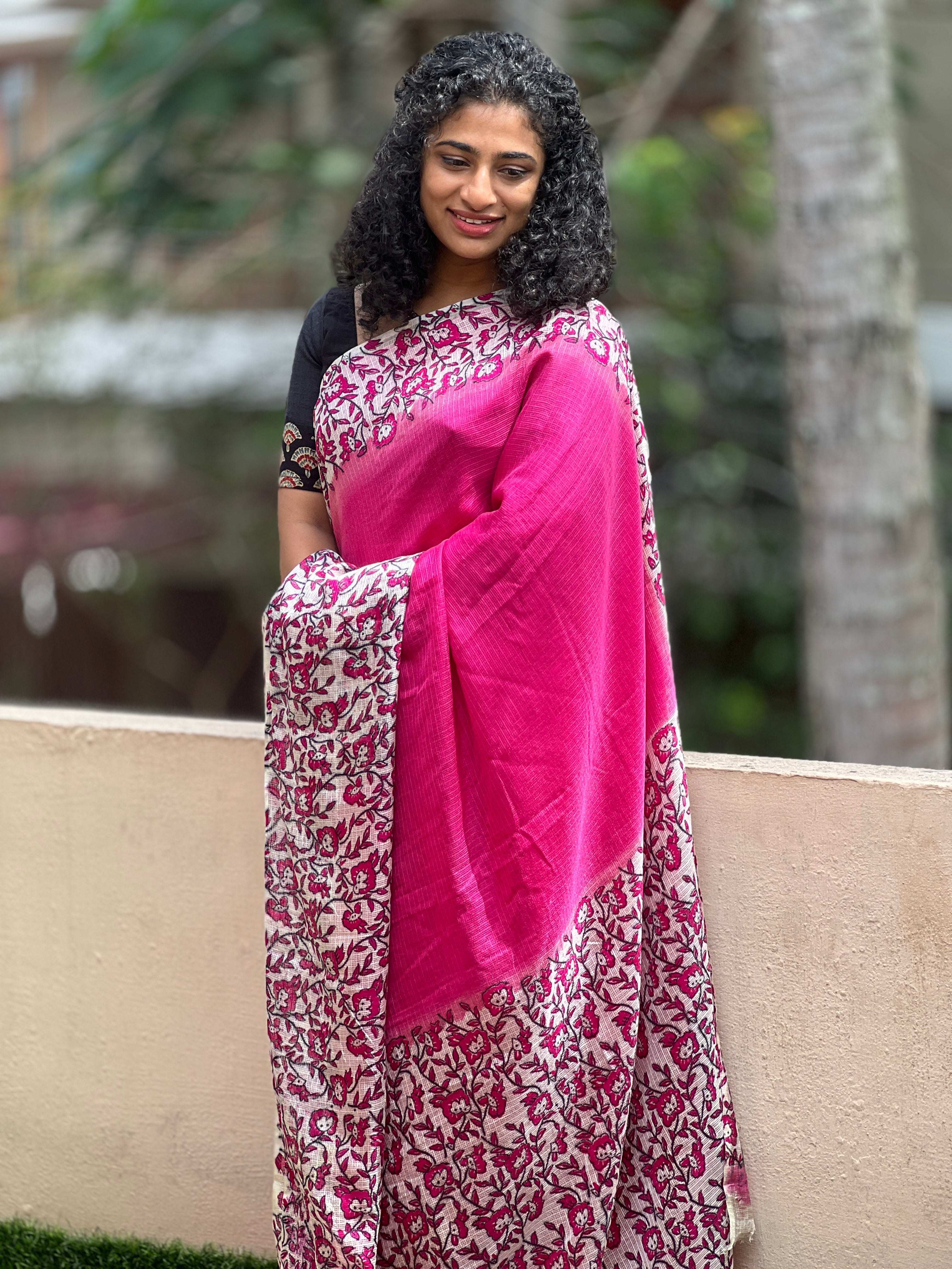 Hand Block Print Design Silky Kota Saree | ACT1153