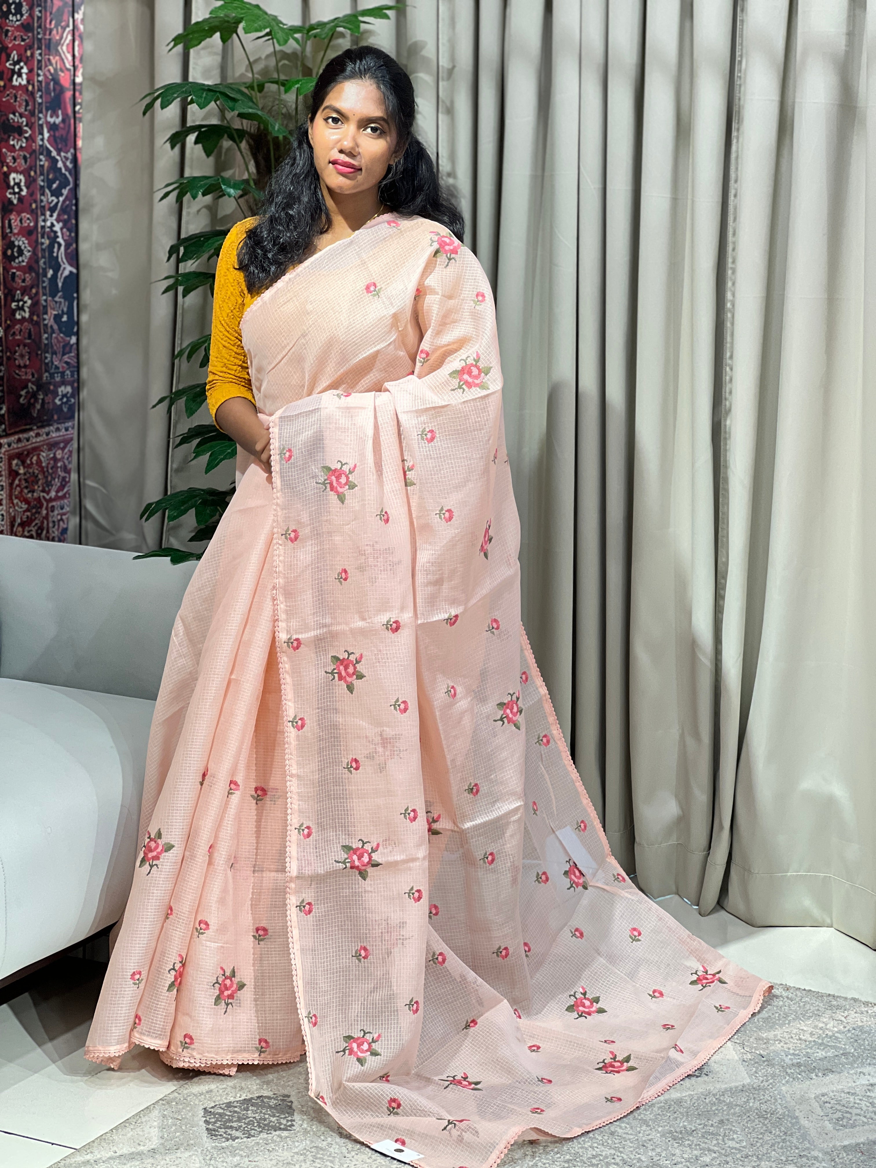 Floral Cross Stitched Patterned Kota Saree | BLD1647