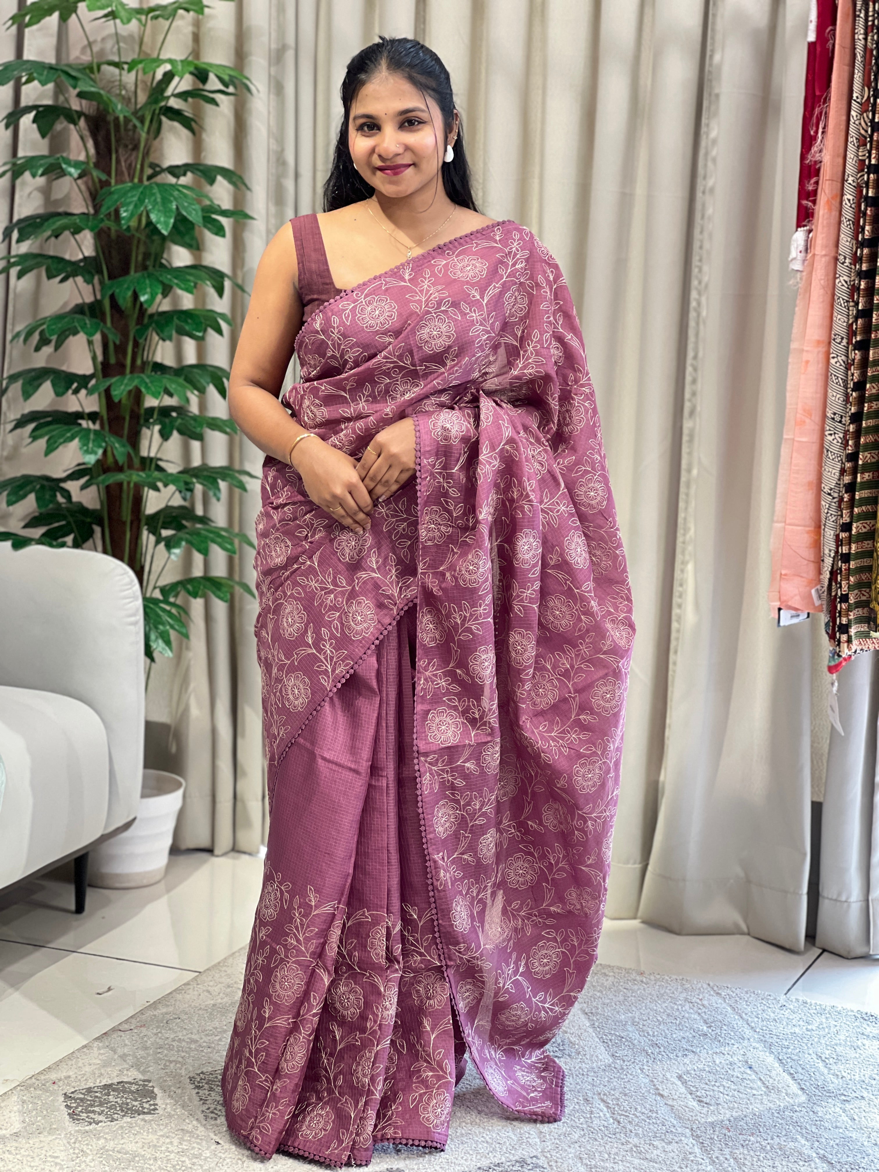 Machine Embroidery Detailed Kota Saree | BLD1679