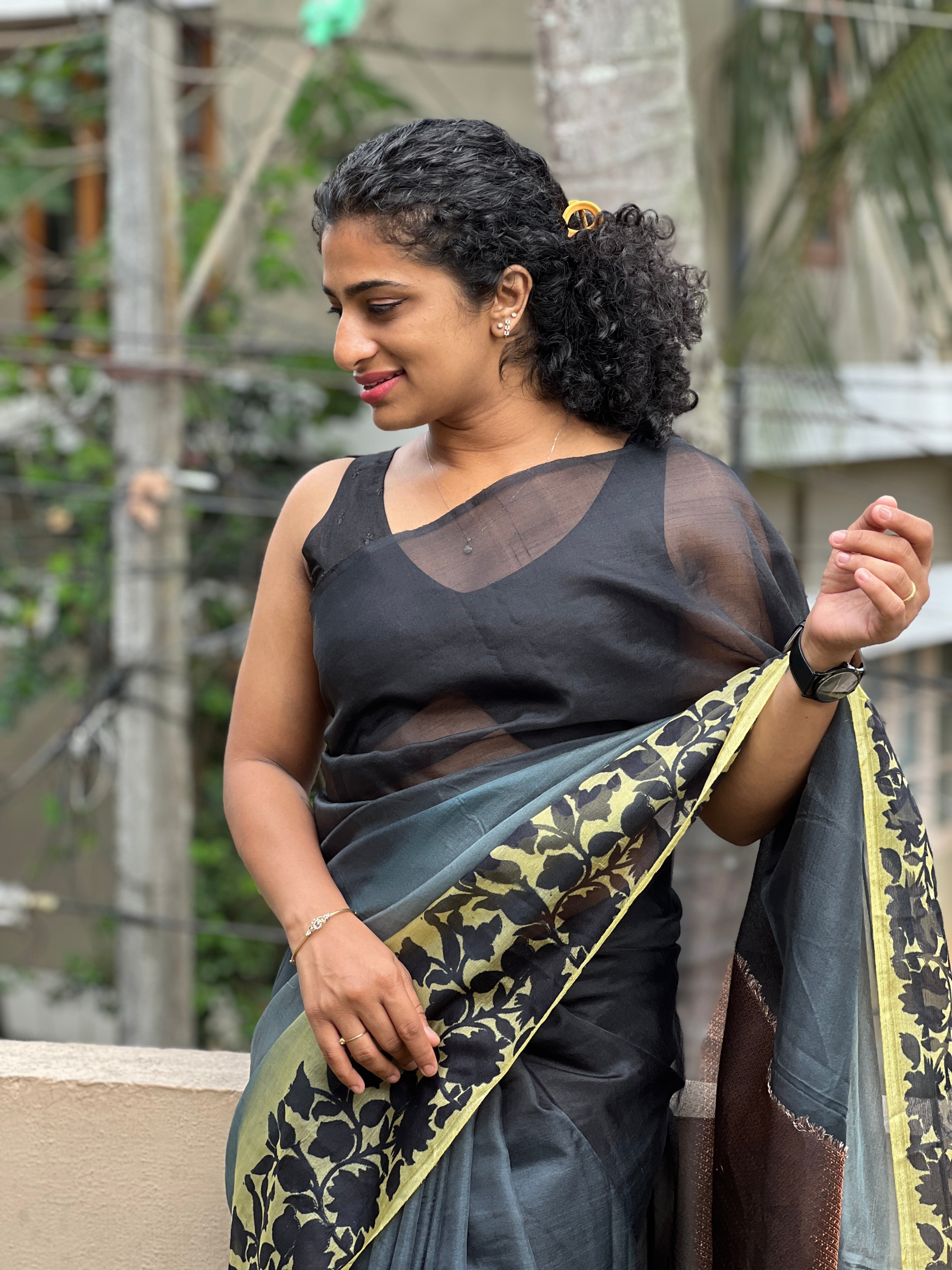 Block Printed Design Pure Powerloom Saree | ACT1158