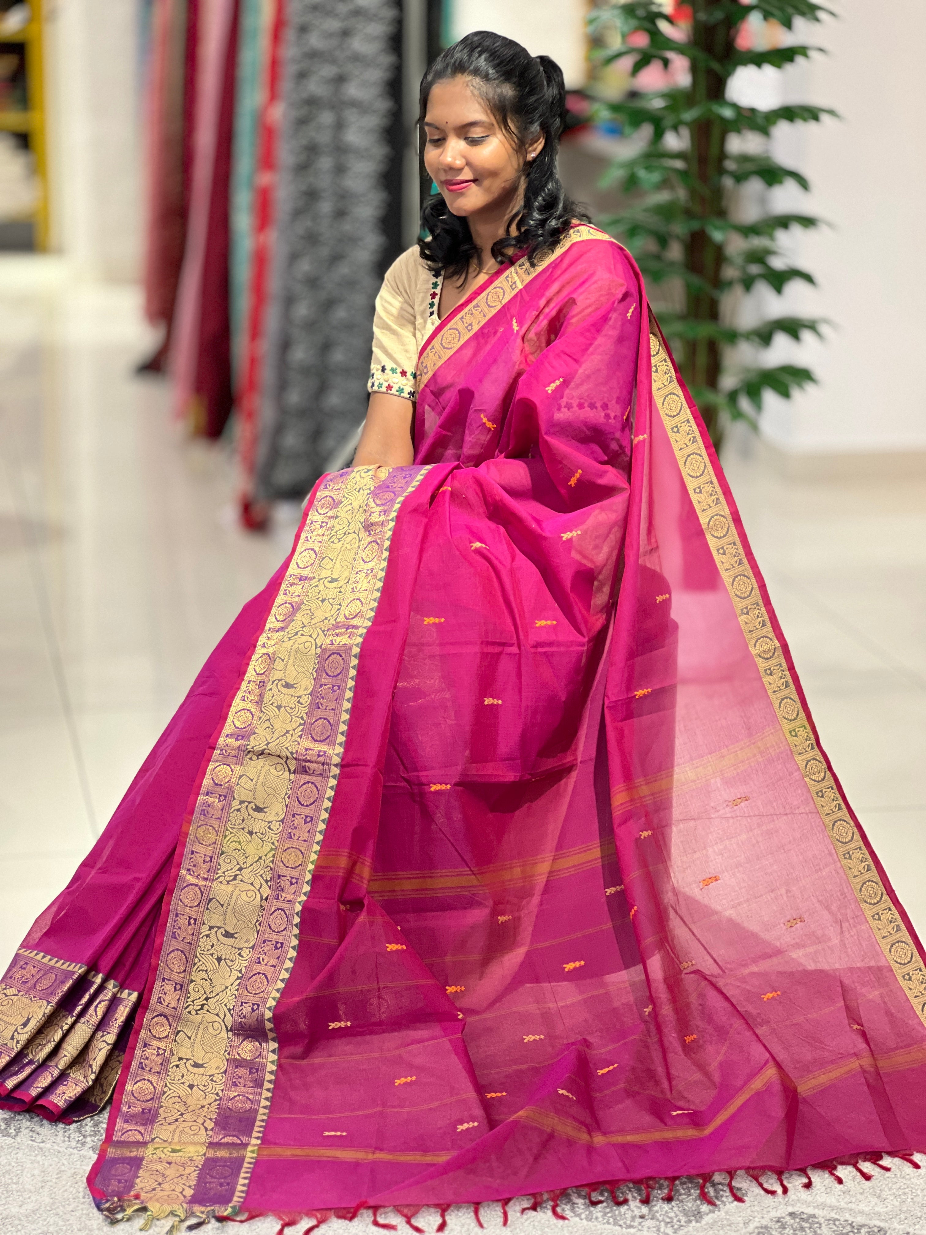 Traditional Kanchi Cotton Saree | VR216