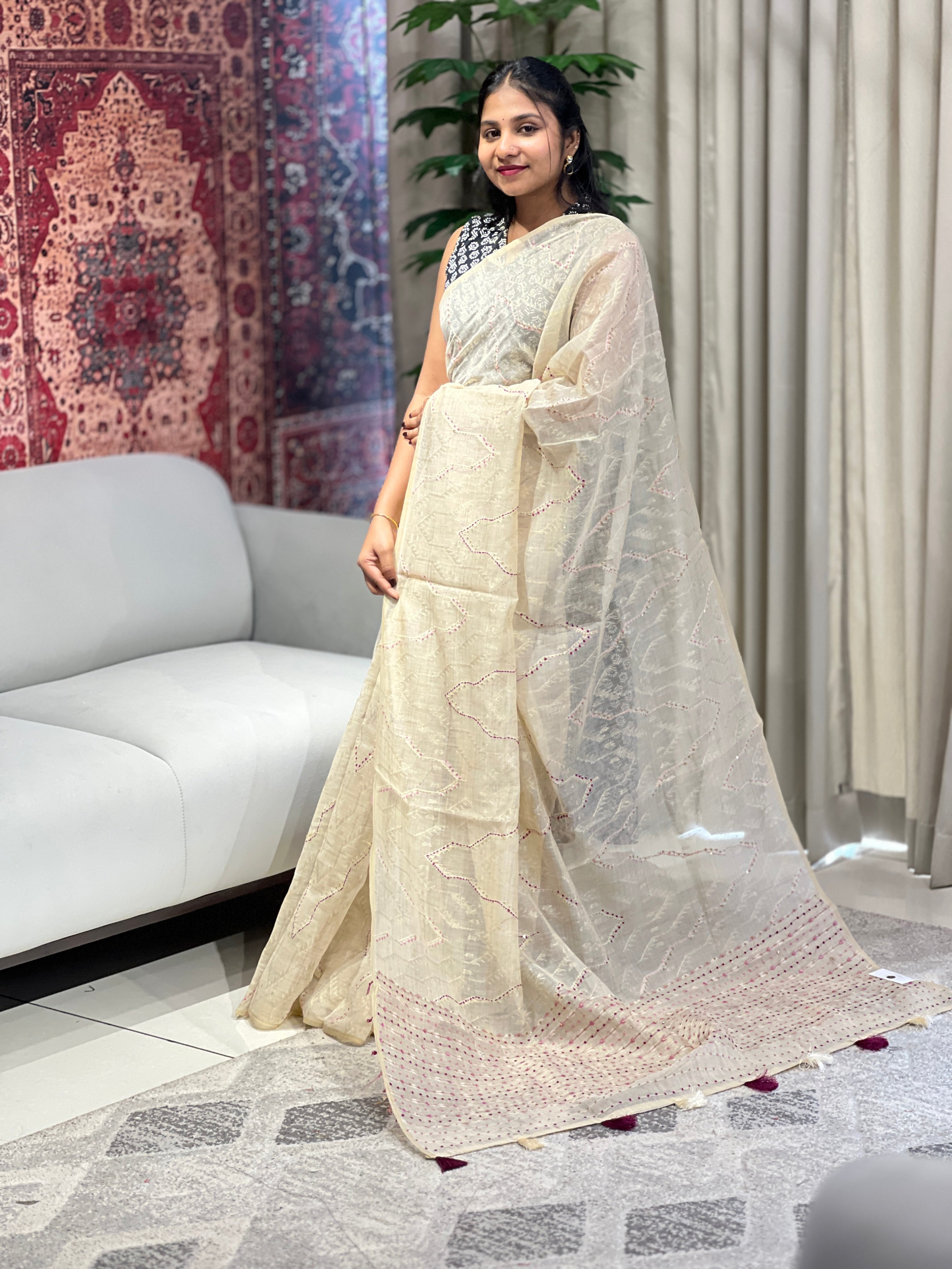 Lurex Weaved Chanderi Saree | BLD1742