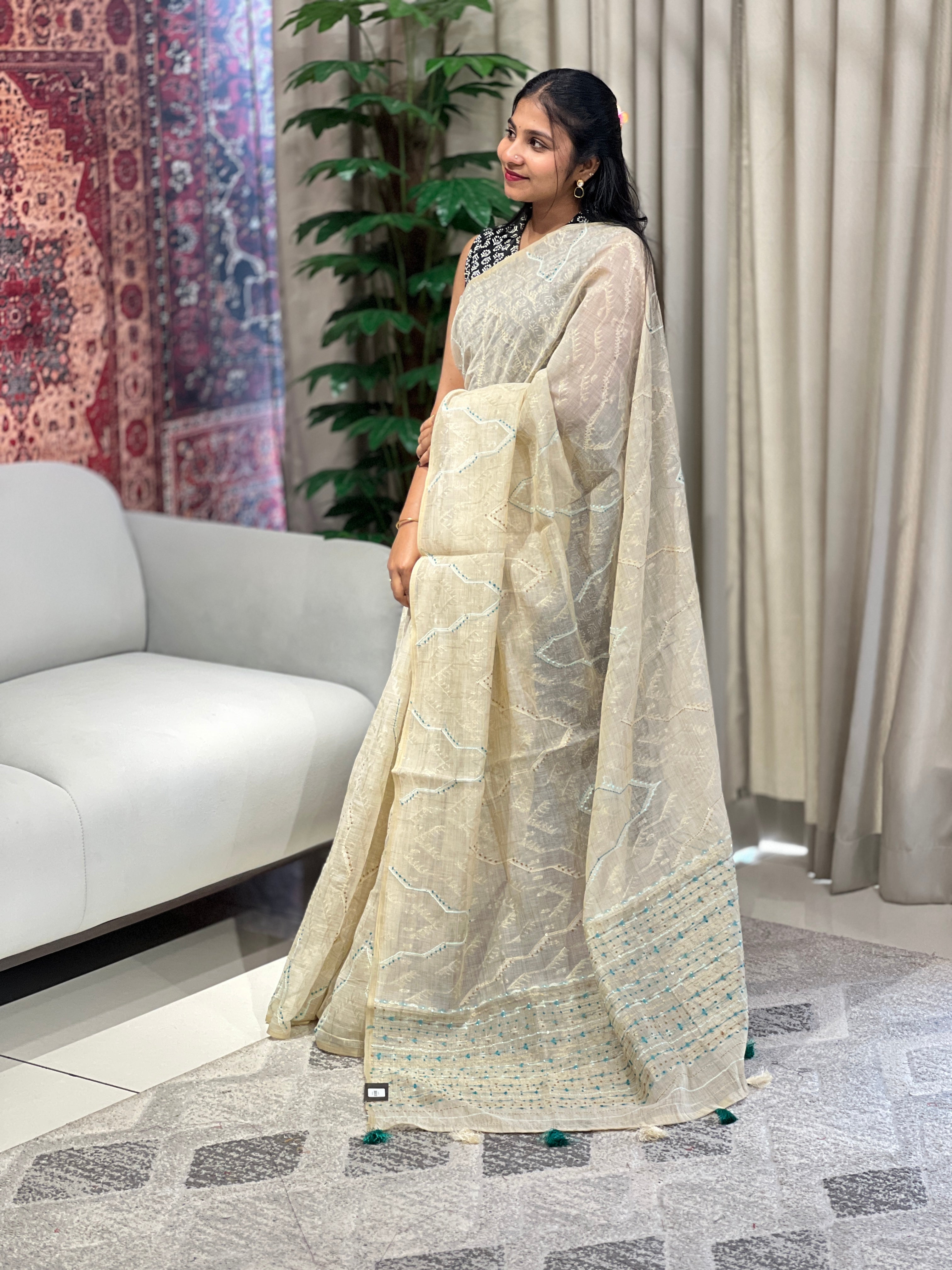 Lurex Weaved Chanderi Saree | BLD1741