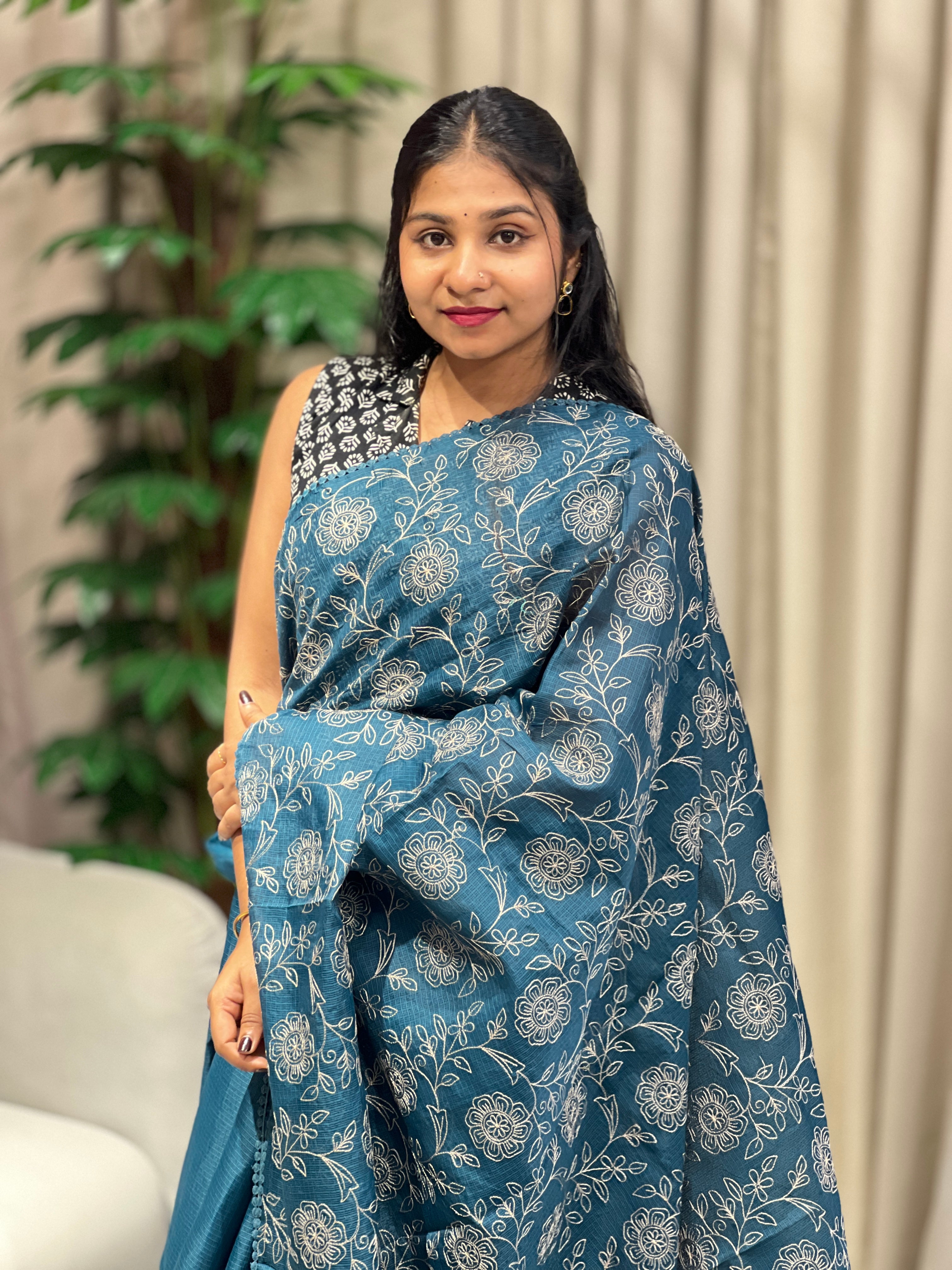 Machine Embroidery Detailed Kota Saree | BLD1676