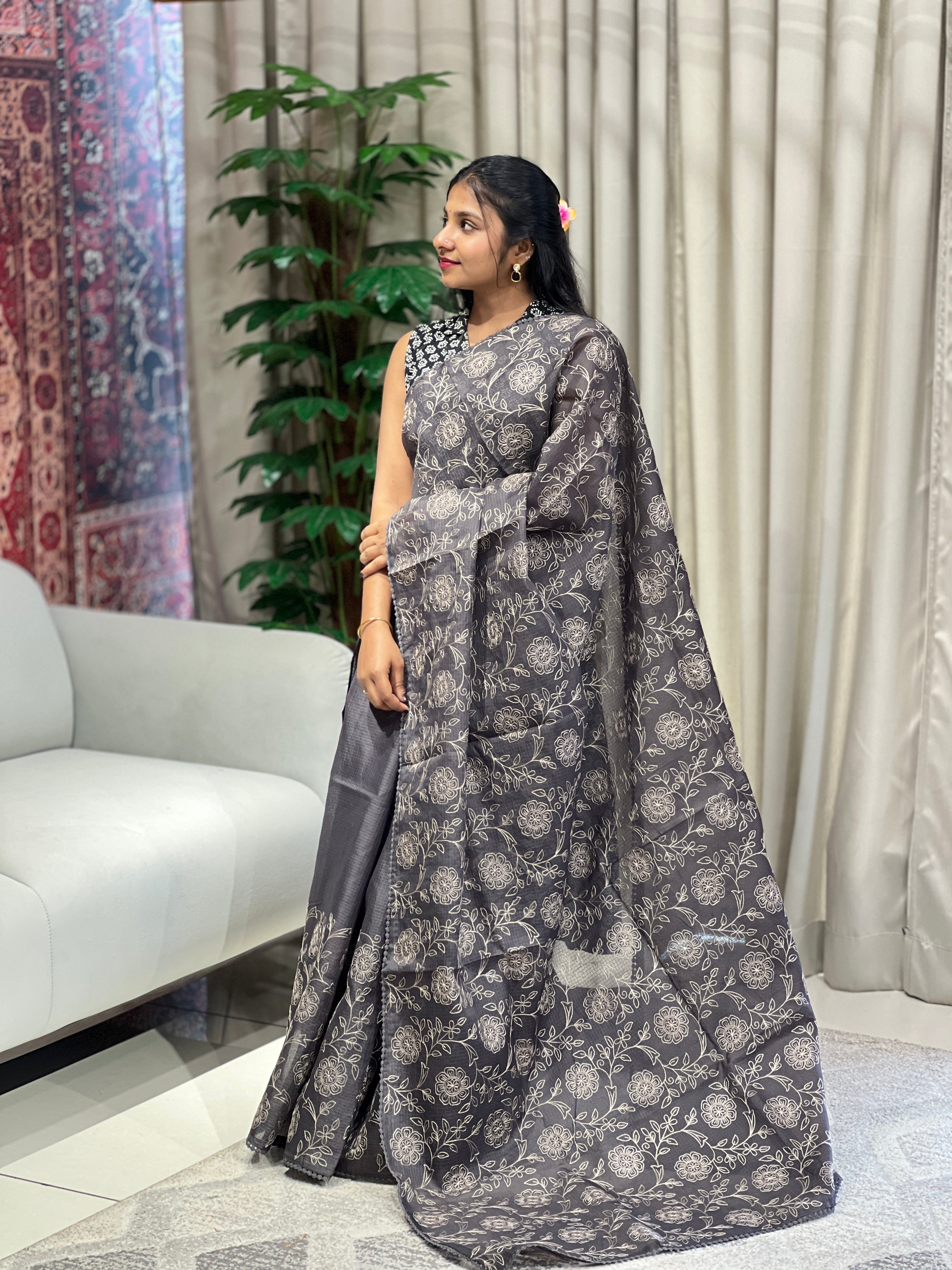 Machine Embroidery Detailed Kota Saree | BLD1677
