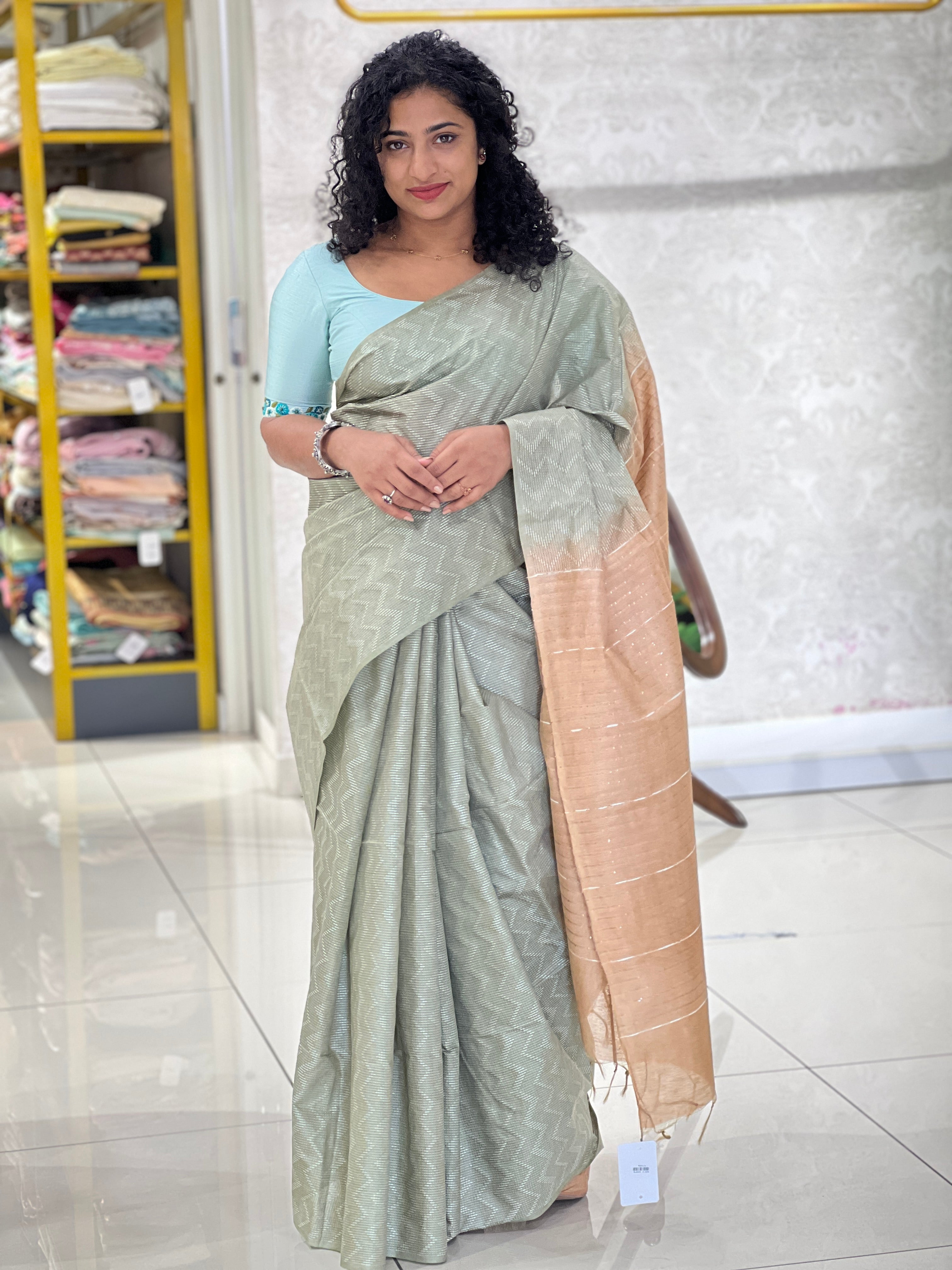 Kantha Weaved Bhagalpuri Linen Saree | DLS242