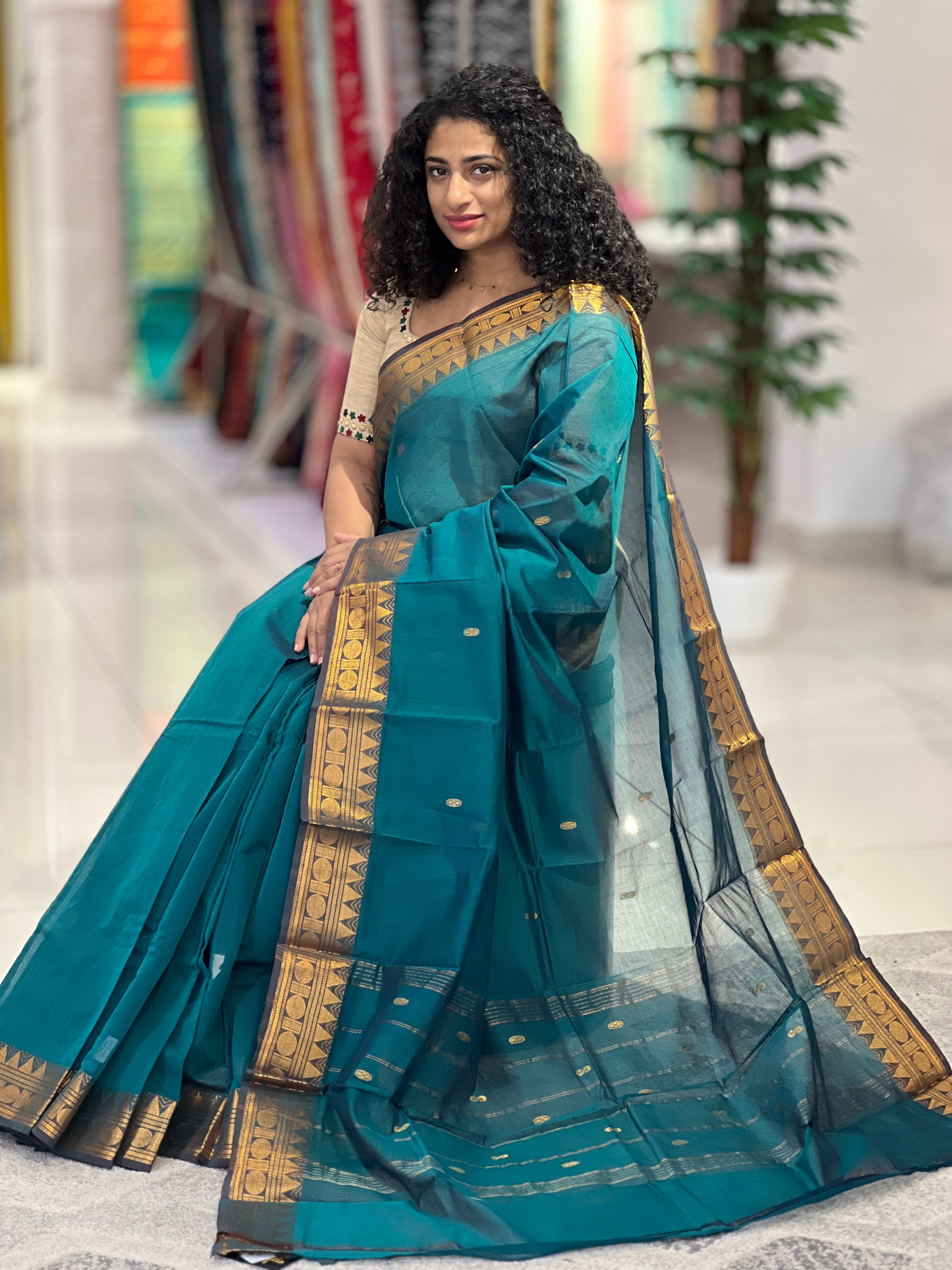 Zari Bordered Kanchi Cotton Saree | VR193