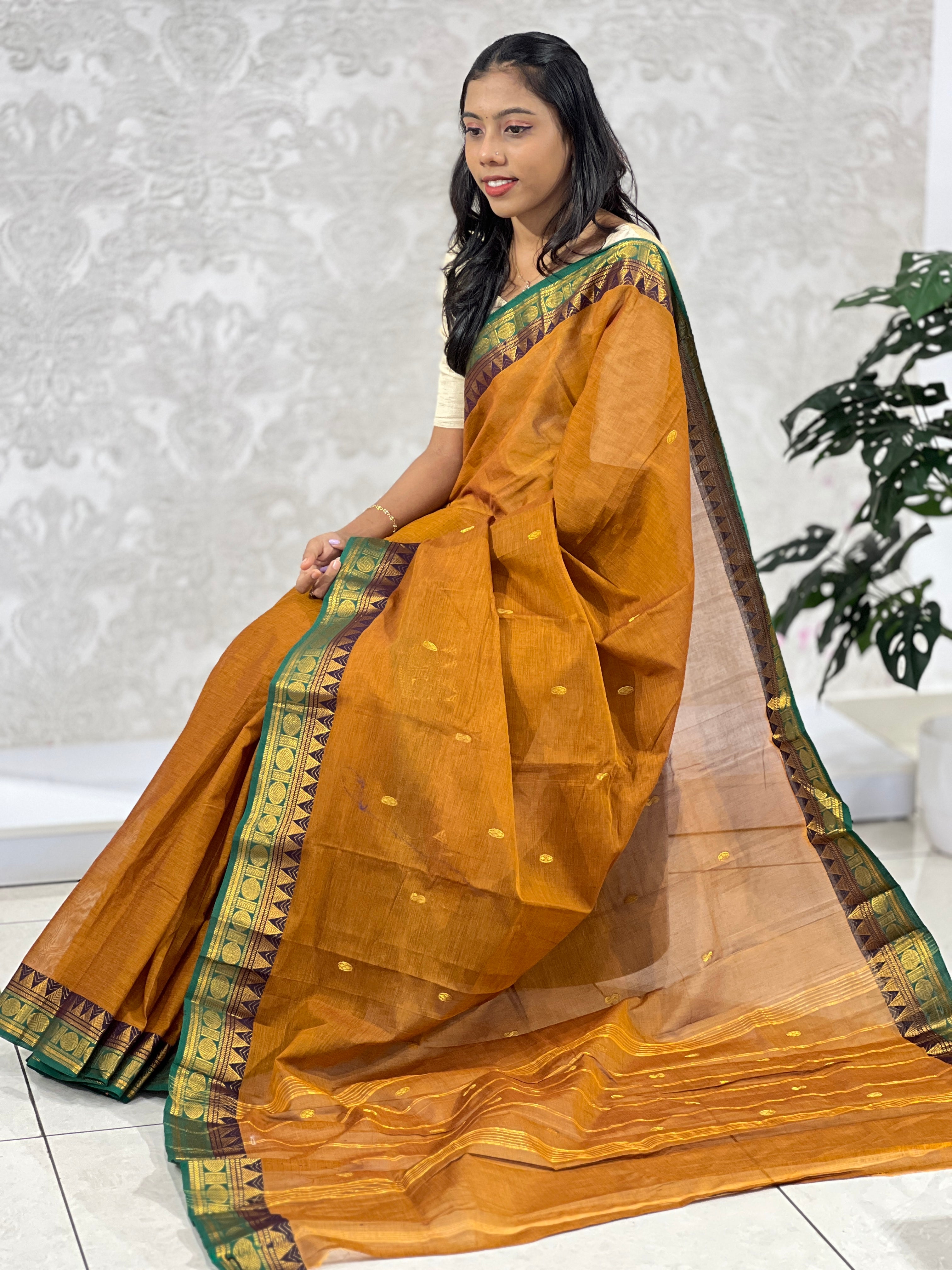 Zari Bordered Kanchi Cotton Saree | VR163