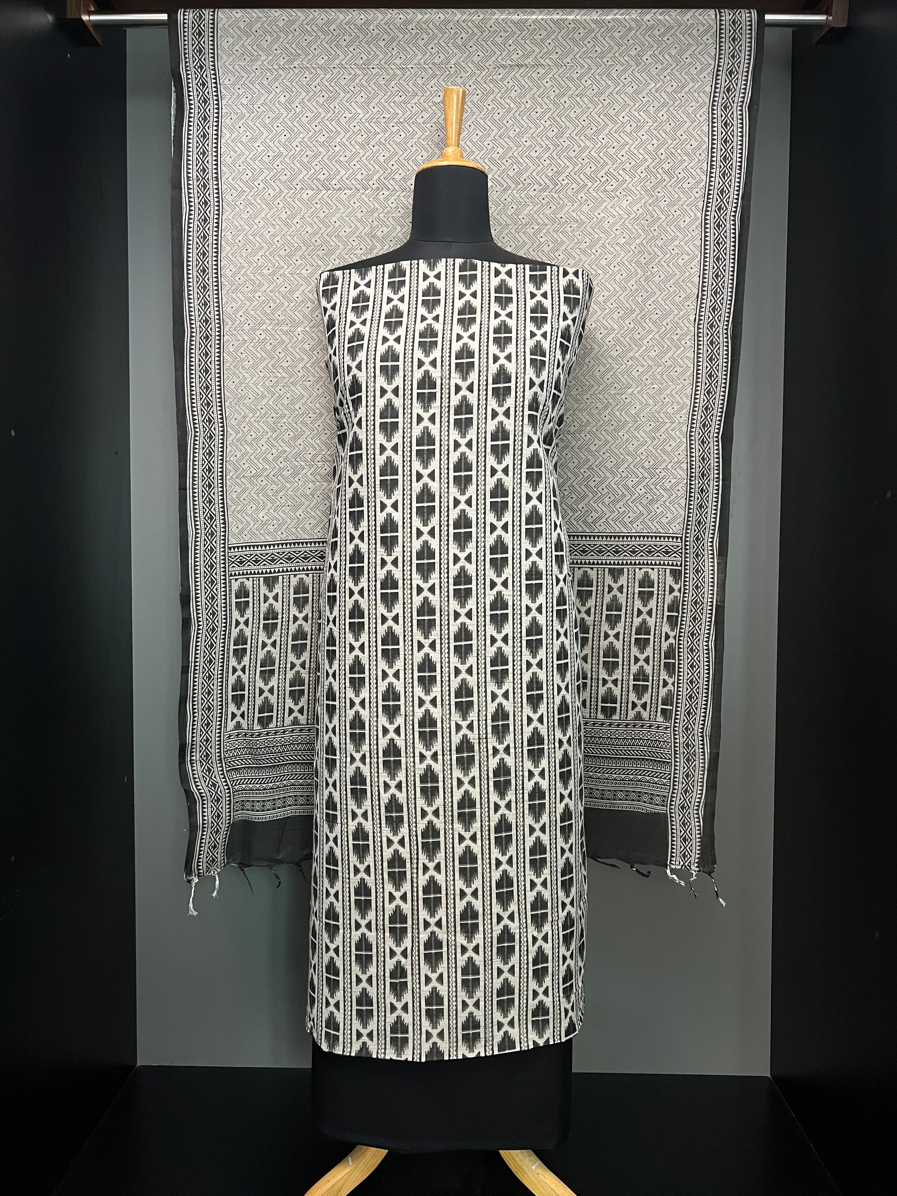 Ikat Inspired Print Detailed Cotton Salwar Set | HE103