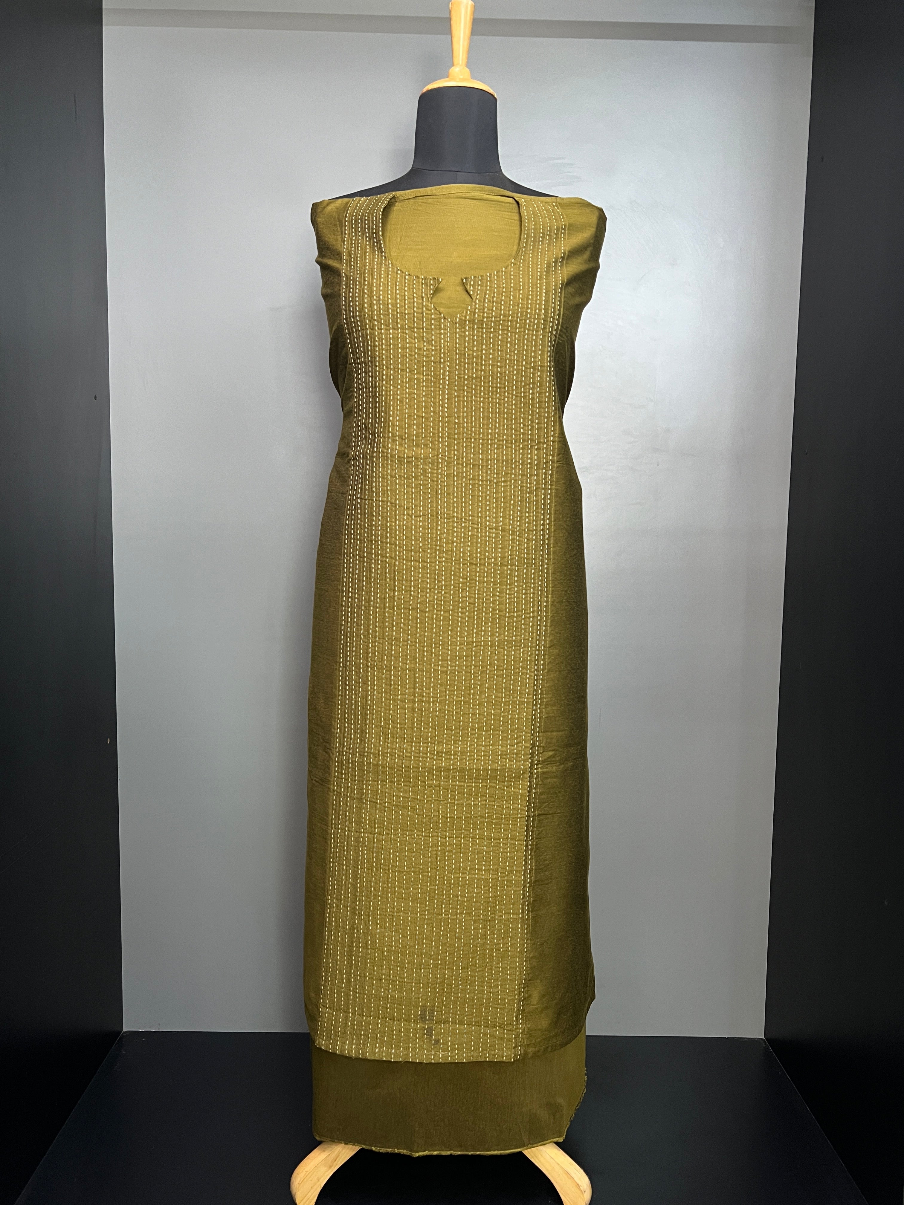 Kantha Embroidery Detailed Semi Stitched Chanderi Salwar Set | HE225