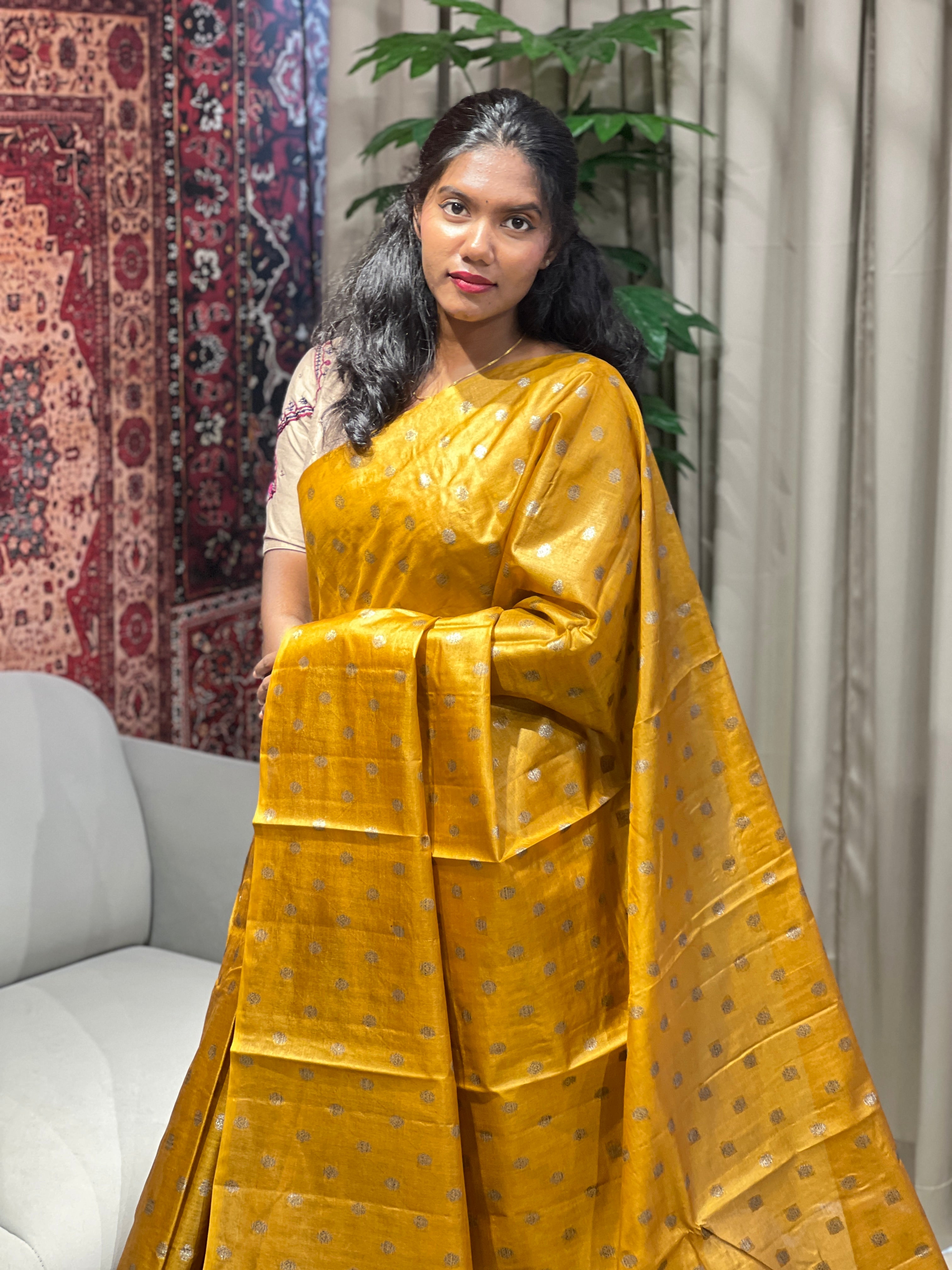 Black Yarns and Zari Woven Tussar Banarasi Saree | YNG628