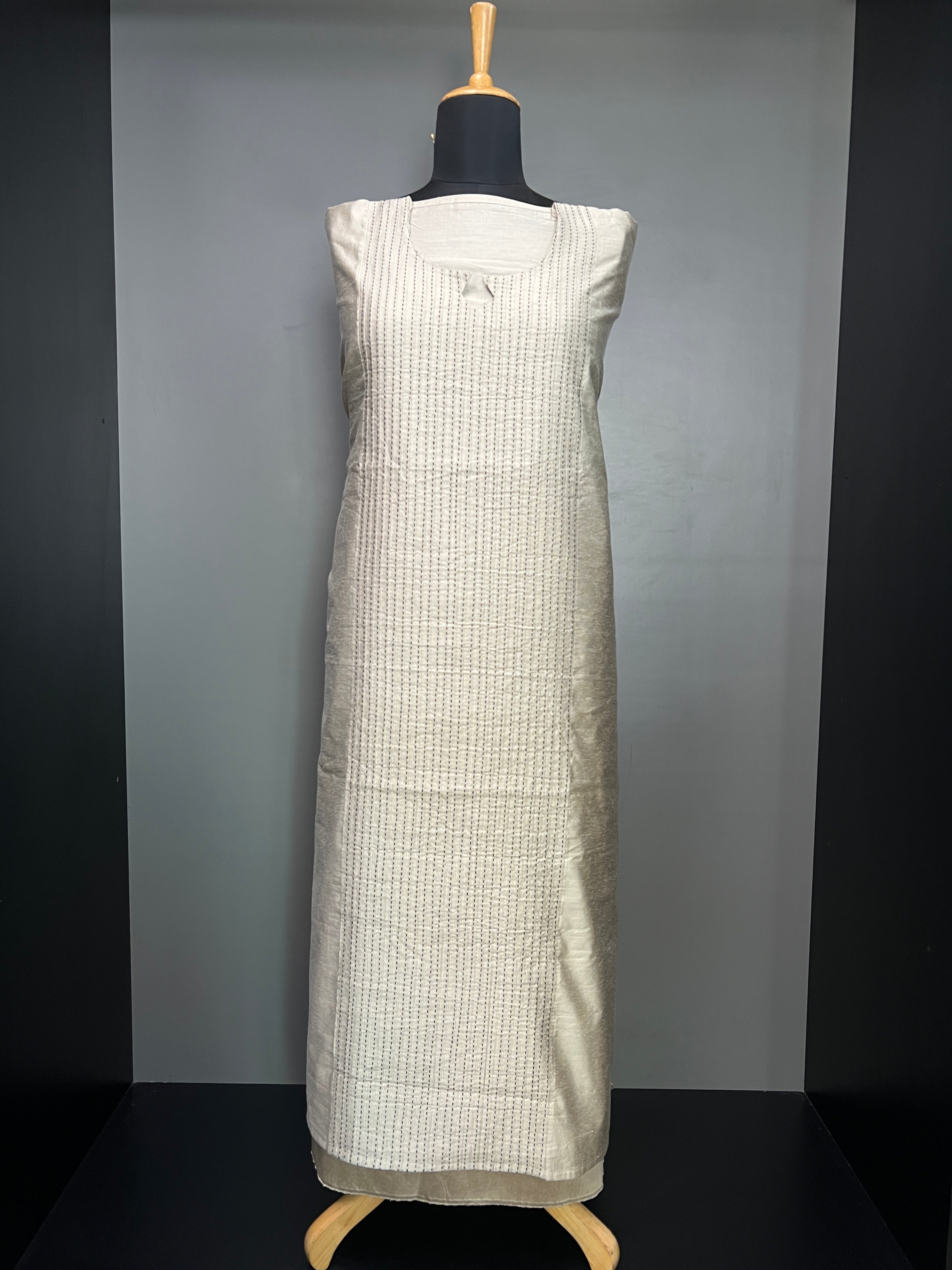 Kantha Embroidery Detailed Semi Stitched Chanderi Salwar Set | HE227