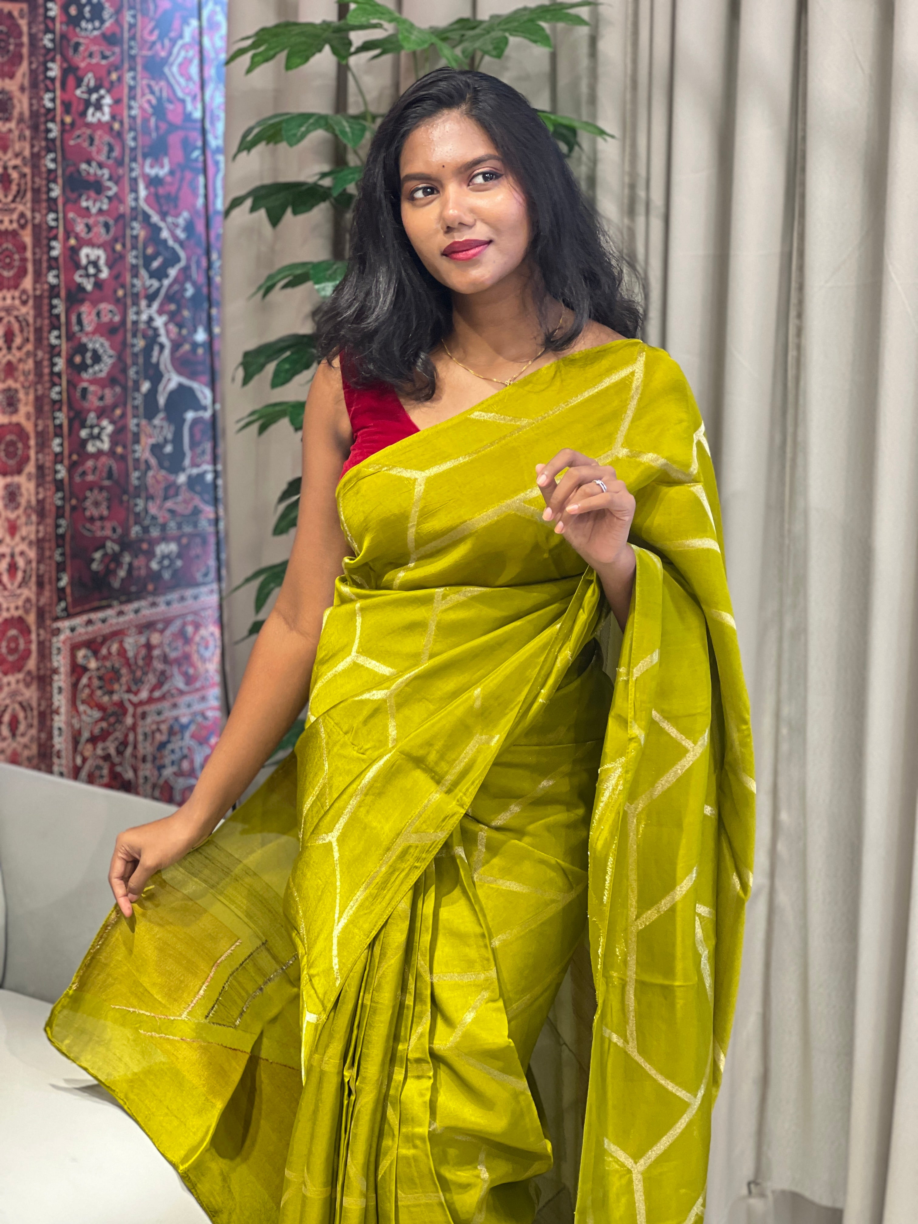 Zari Woven Geometric Patterned Banarasi Silk | YNG639