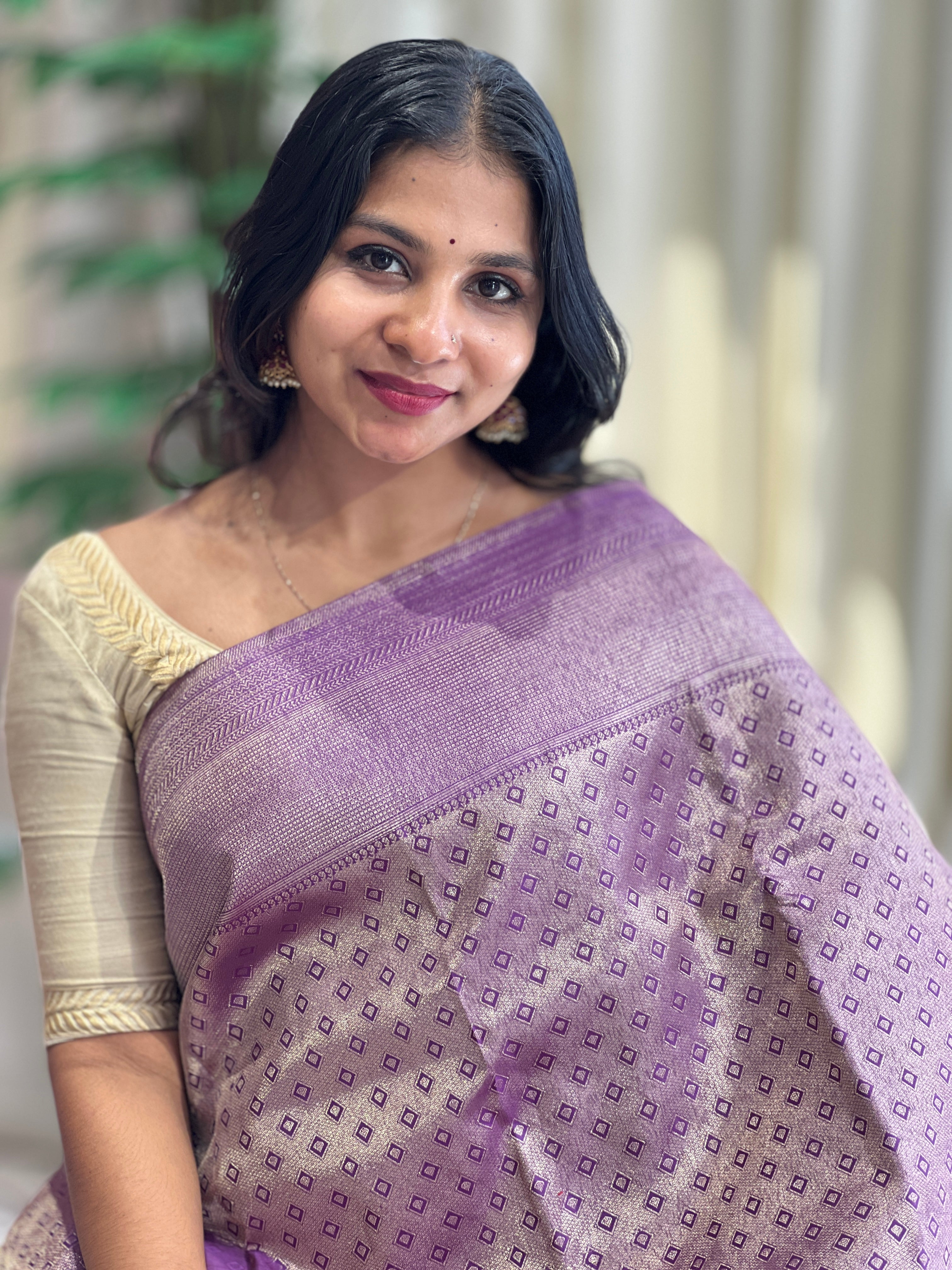 Geometric Patterned Kanchipuram Saree | OM233