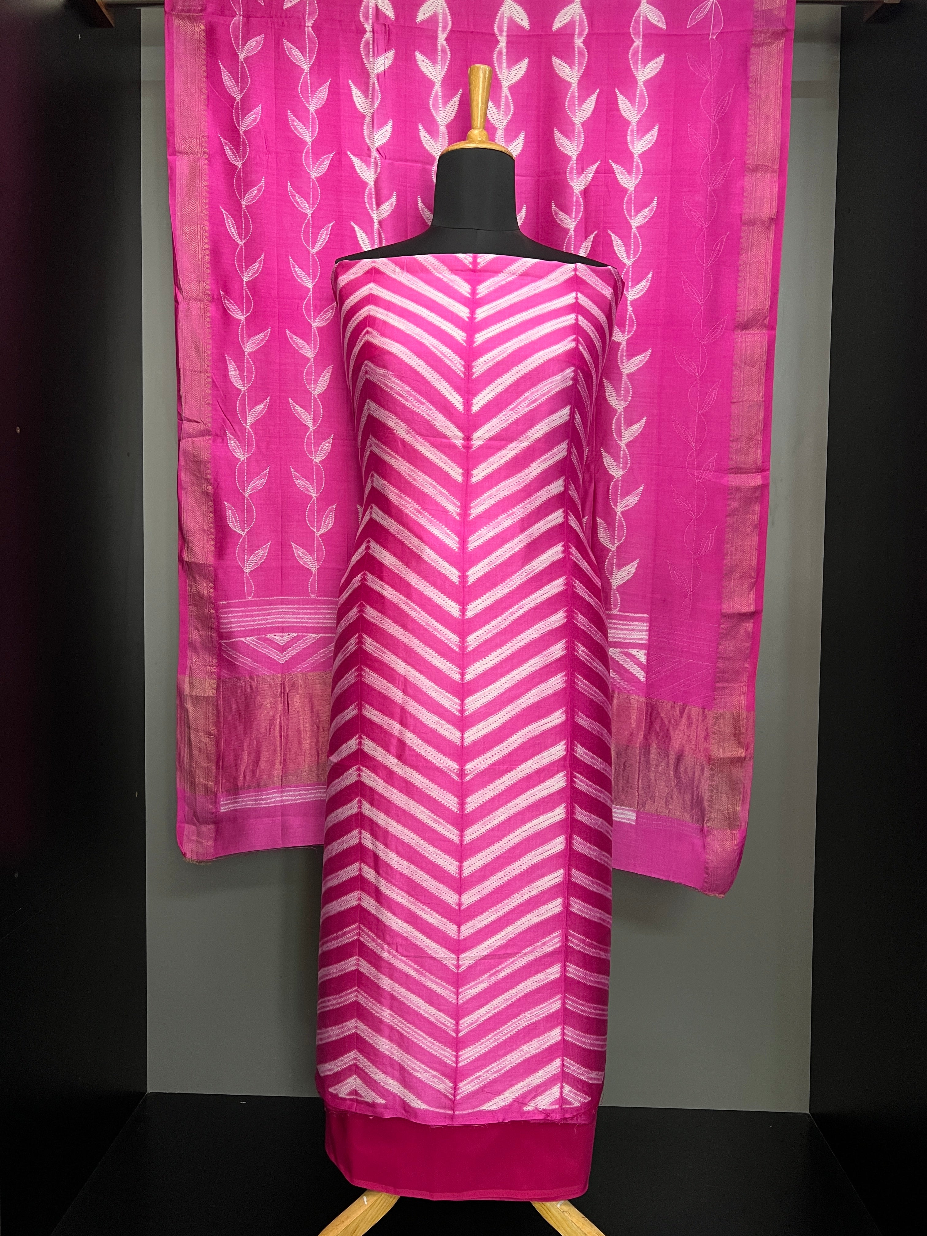 Zig Zag Print Patterned Chanderi Salwar Set | HE185