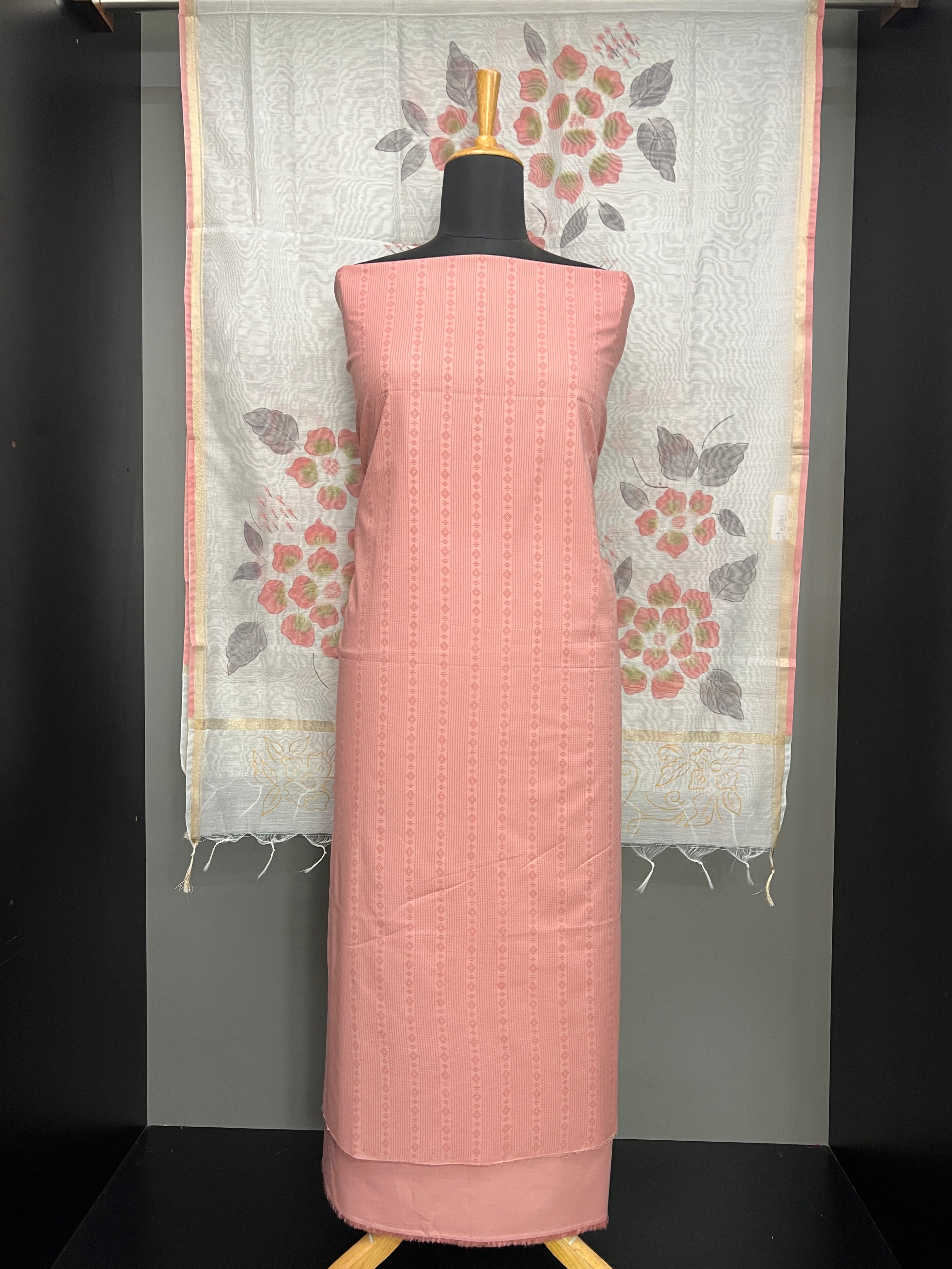 Geometric Print Detailed Cotton Salwar Set | HE158