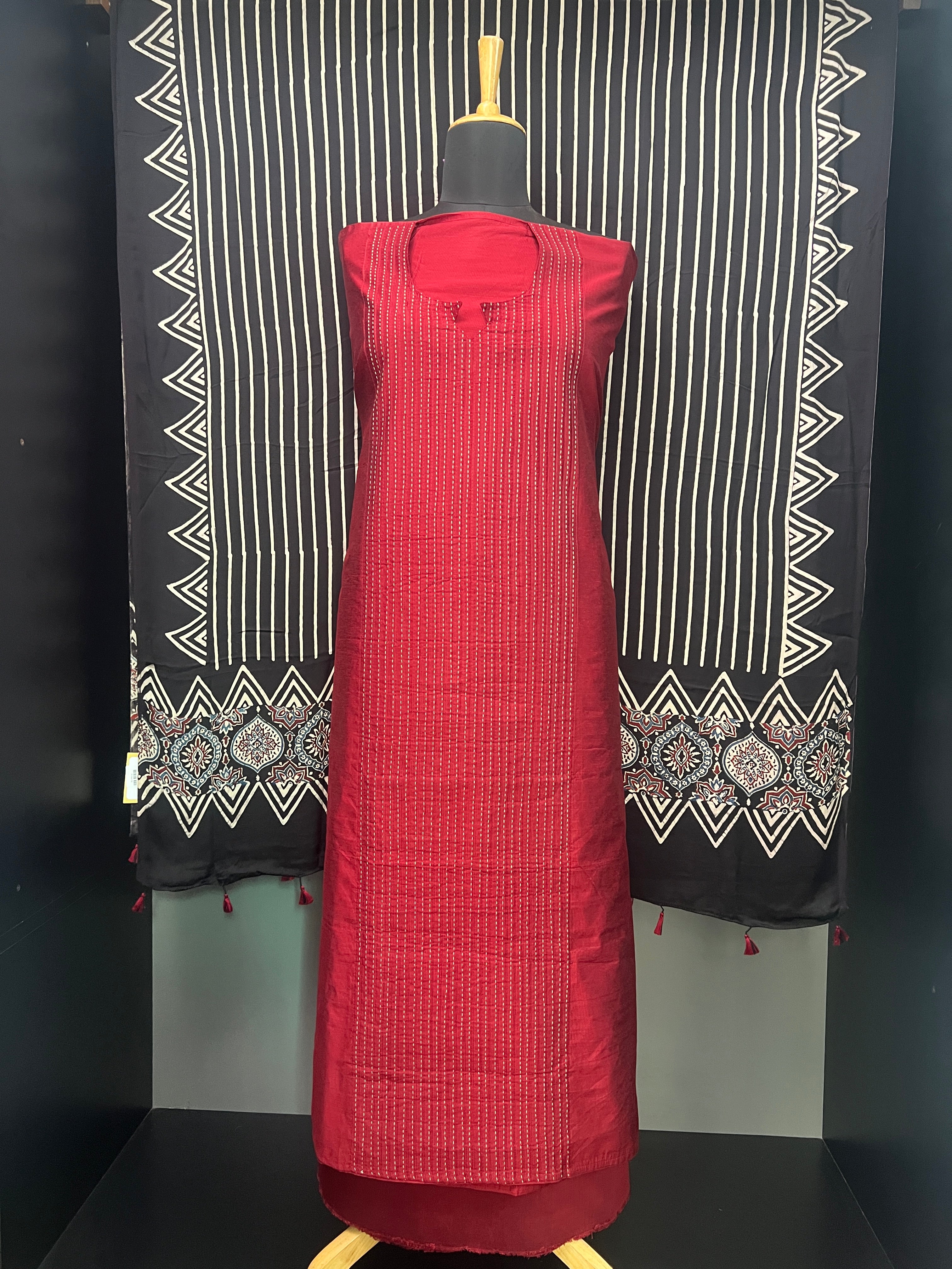 Machine Embroidered Chanderi Silk Salwar Set | HE207