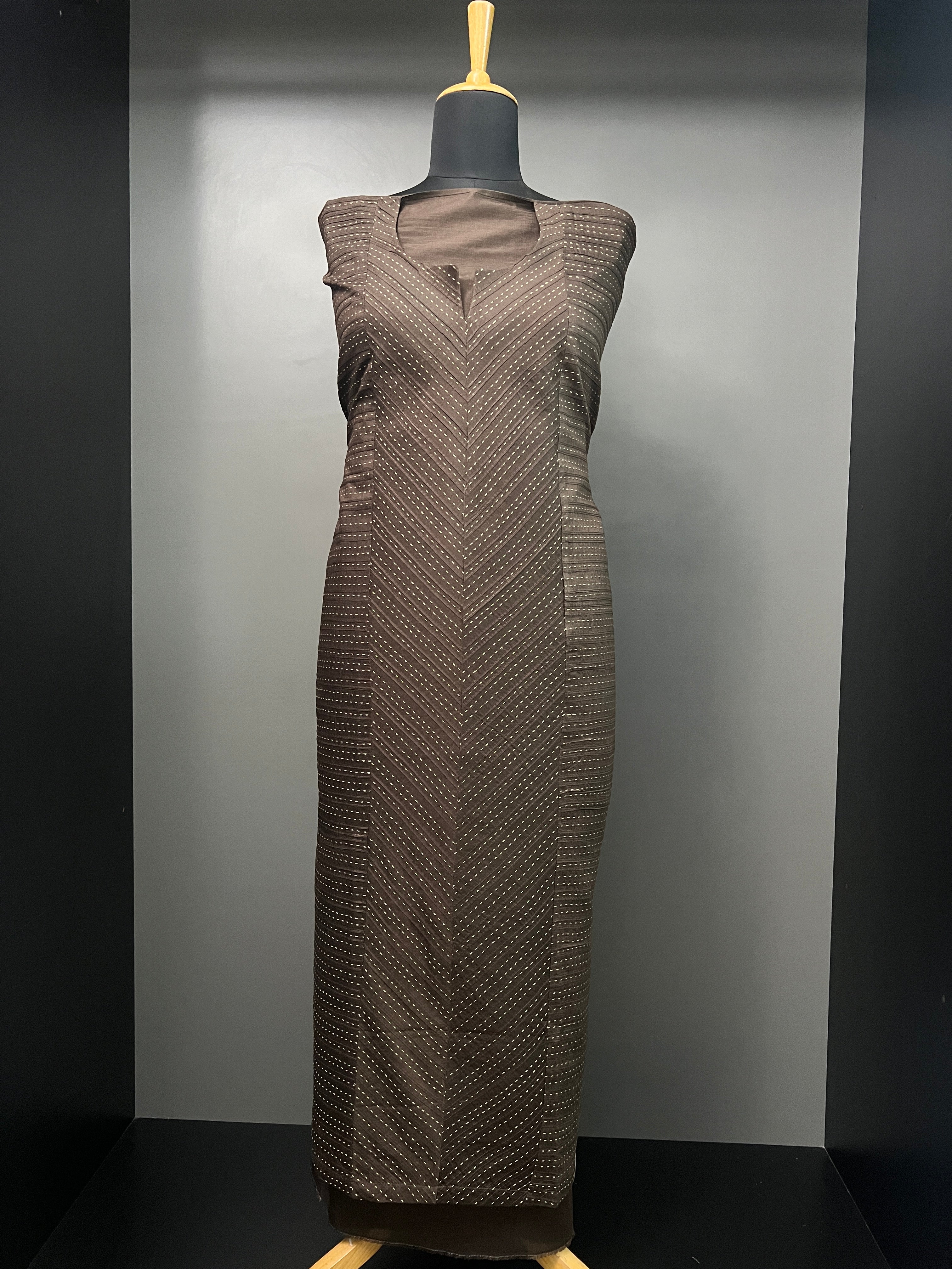 Kantha Weaved Semi Stitched Chanderi Salwar Set | HE234