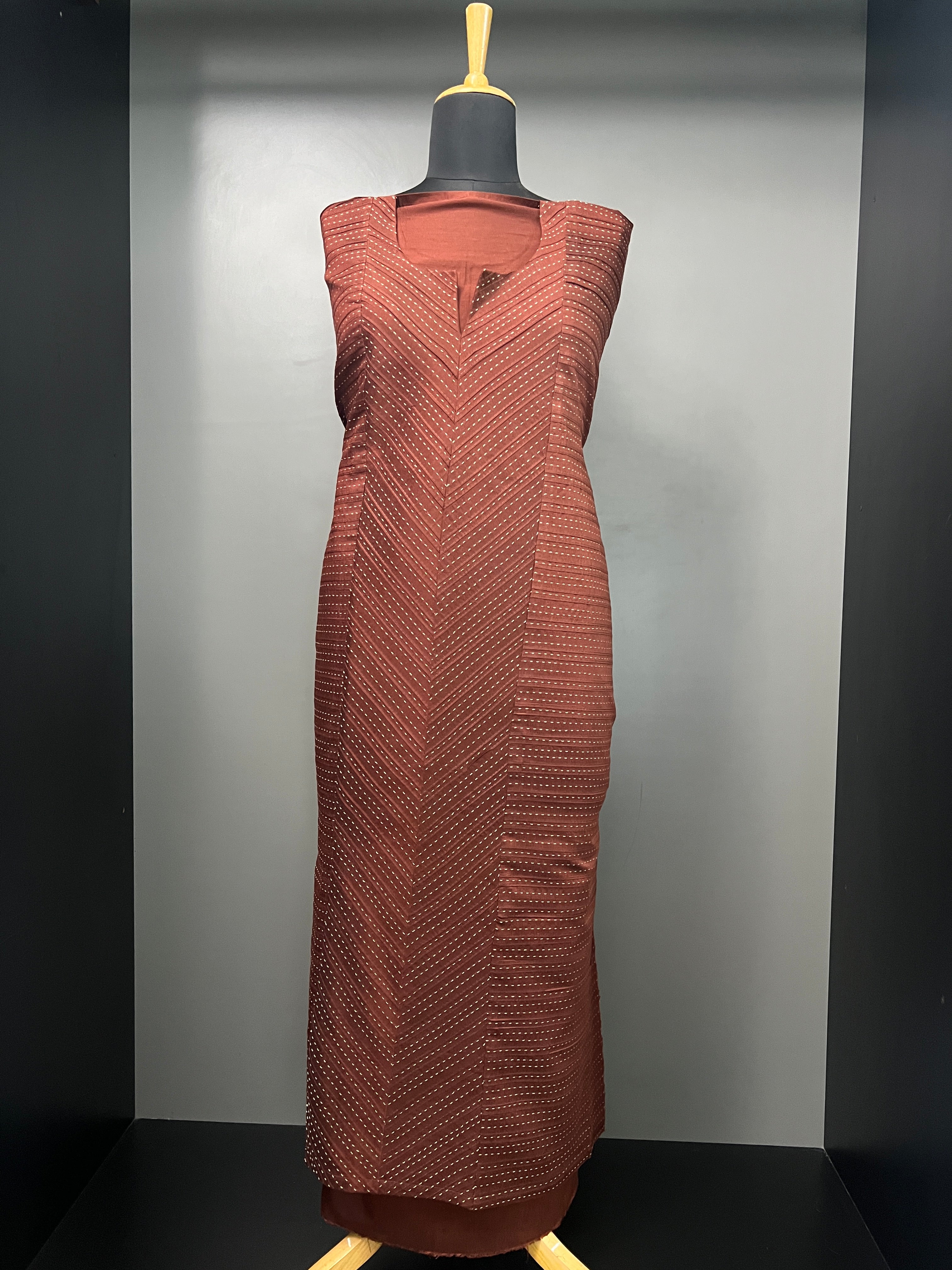 Kantha Weaved Semi Stitched Chanderi Salwar Set | HE232