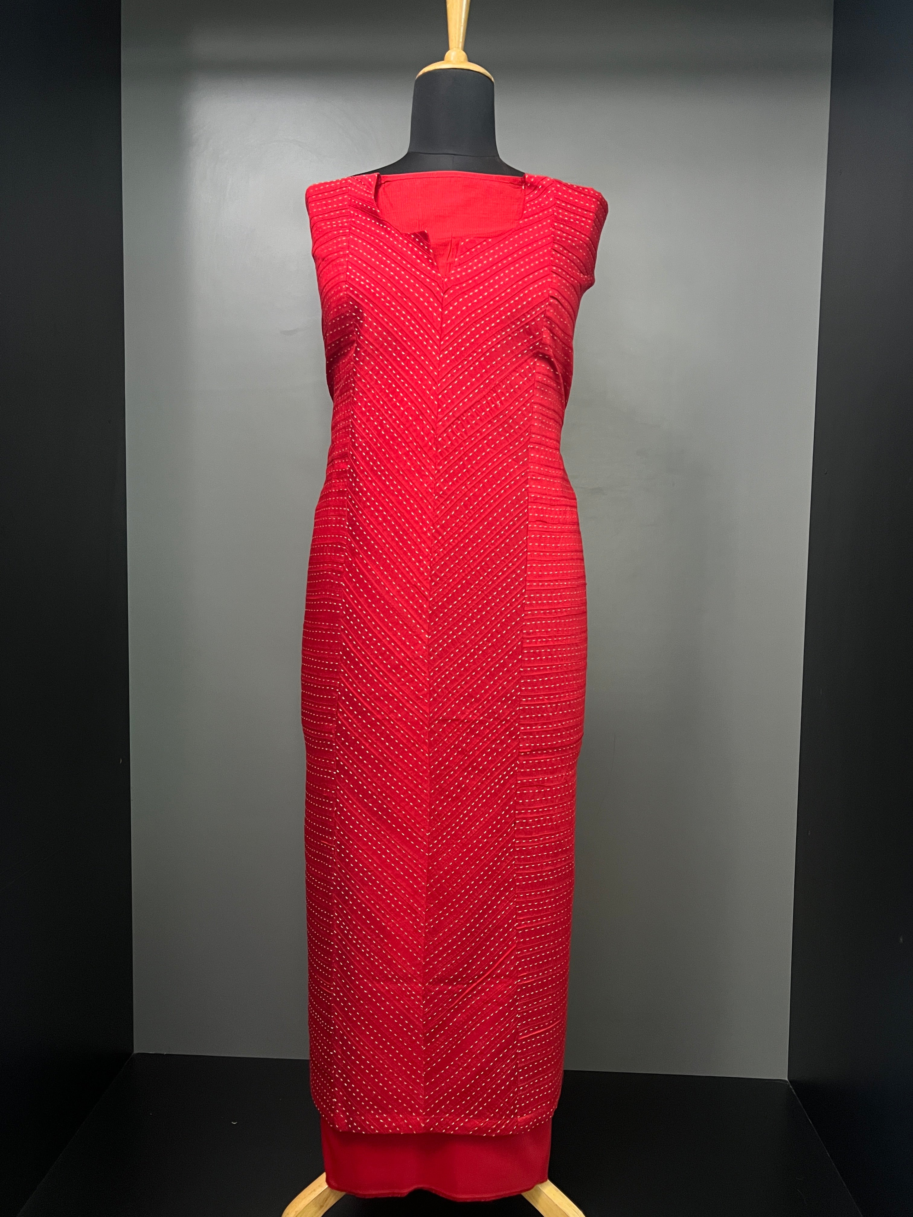 Kantha Weaved Semi Stitched Chanderi Salwar Set | HE231