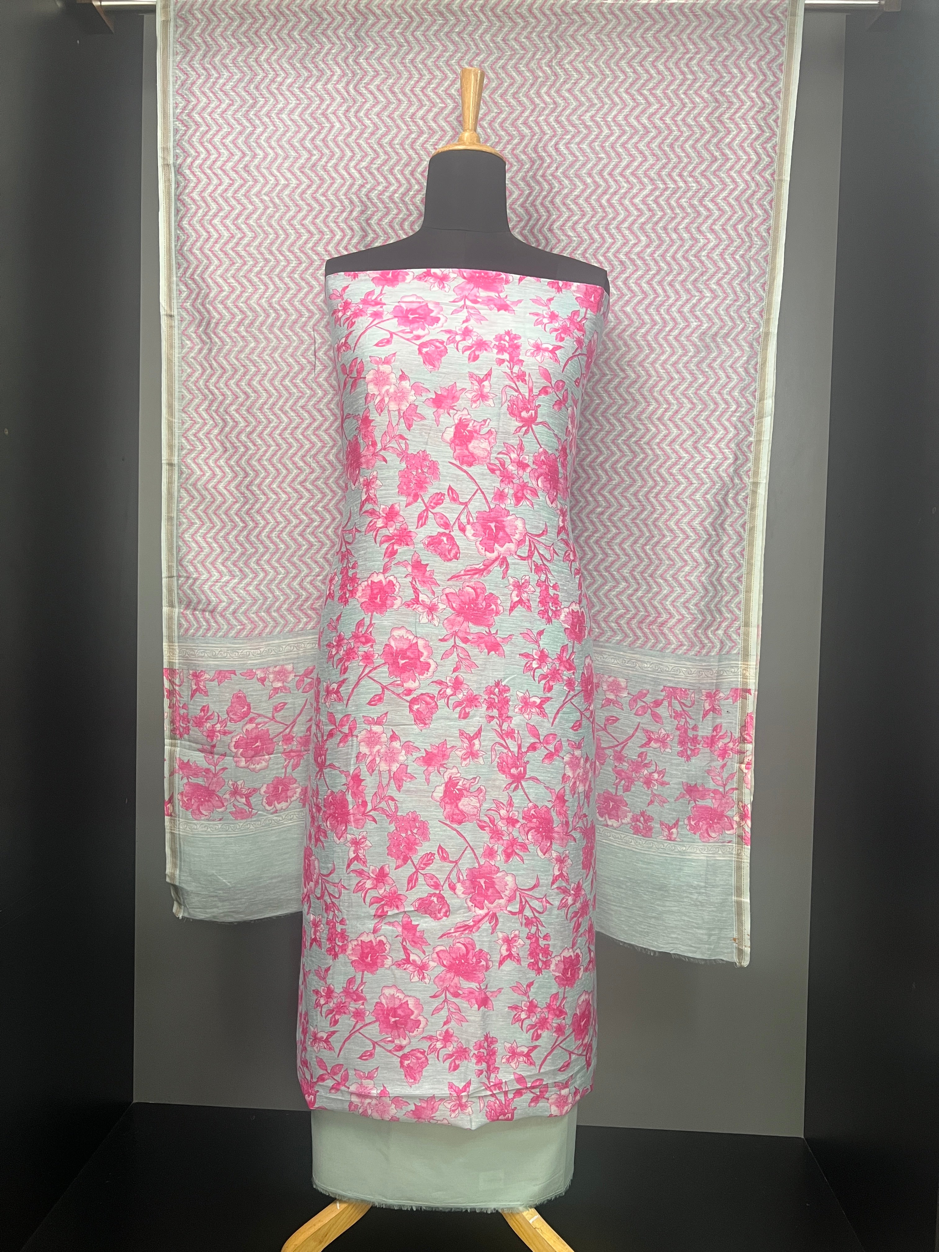 Floral Printed Chanderi Salwar Set | HE199